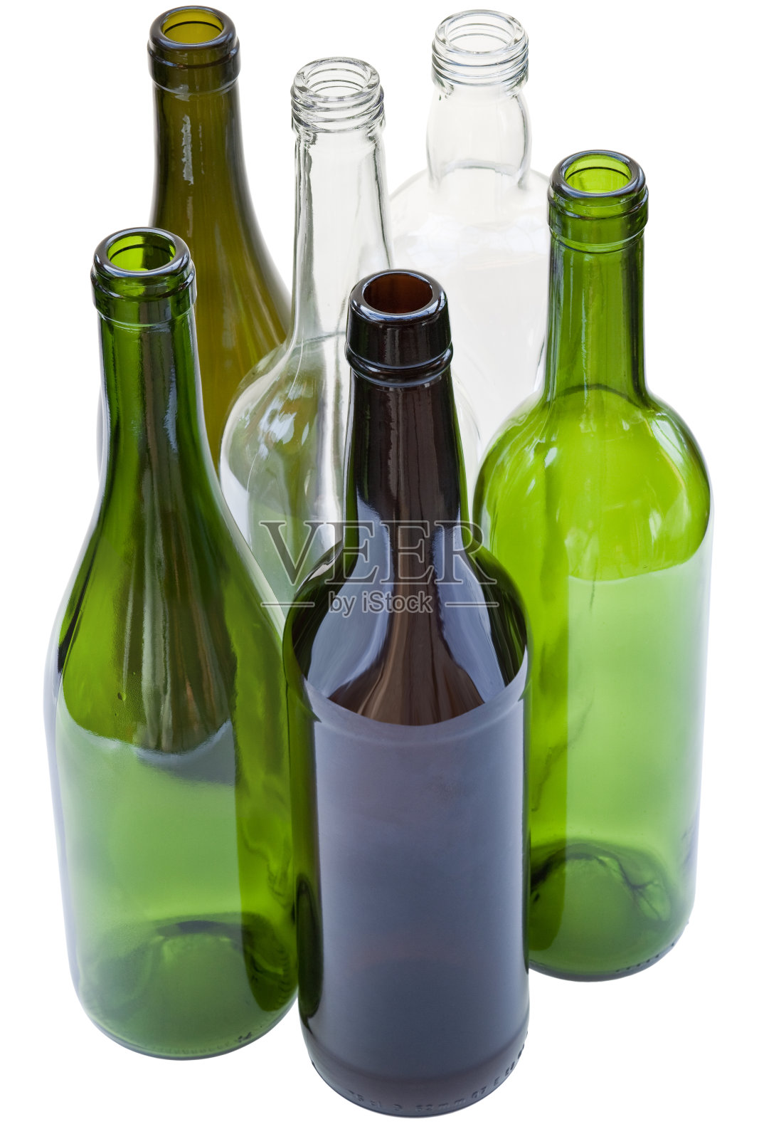 可回收的多种玻璃瓶照片摄影图片