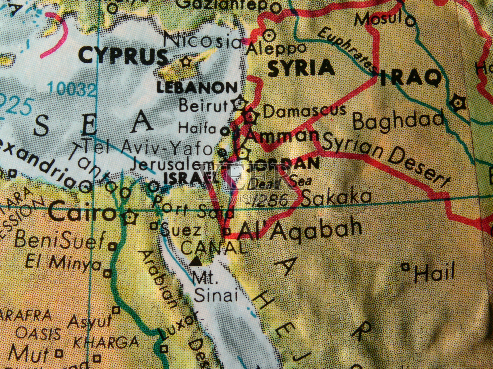 世界地图：以色列及其邻国照片摄影图片