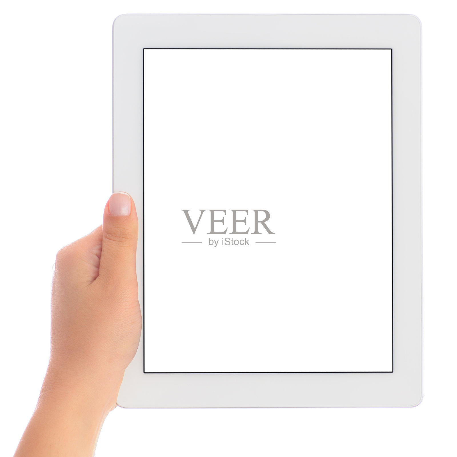 手持白屏平板电脑照片摄影图片