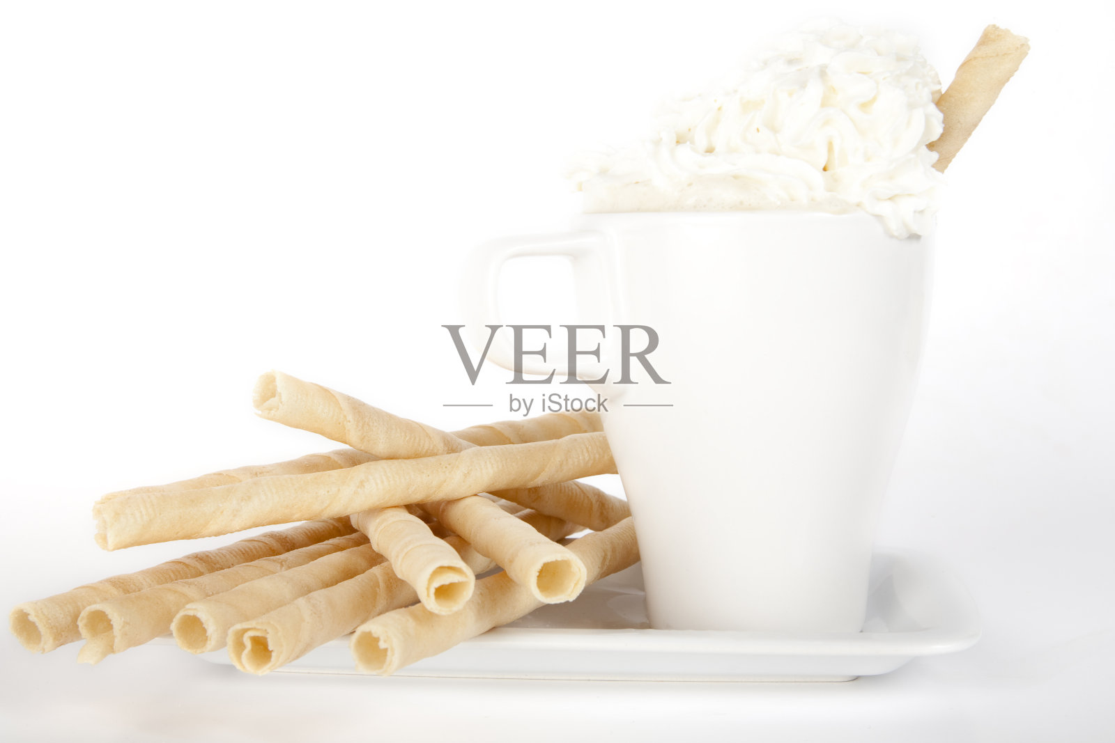 面包卷和咖啡奶油照片摄影图片