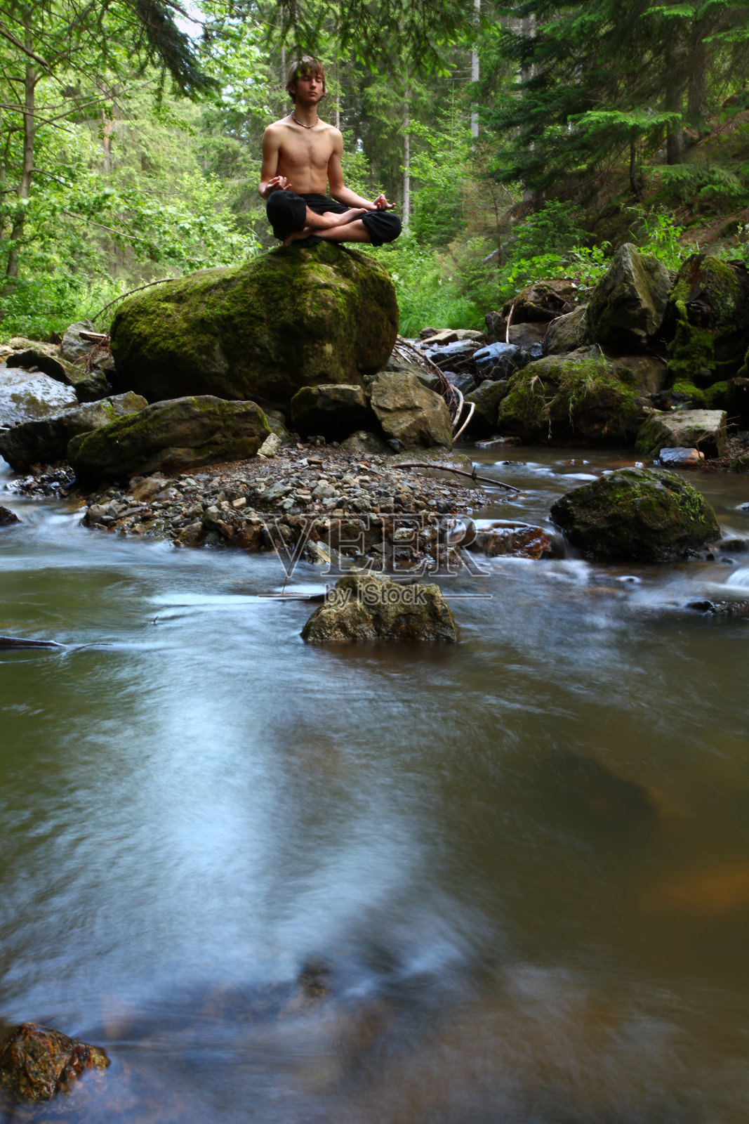 瑜伽河照片摄影图片