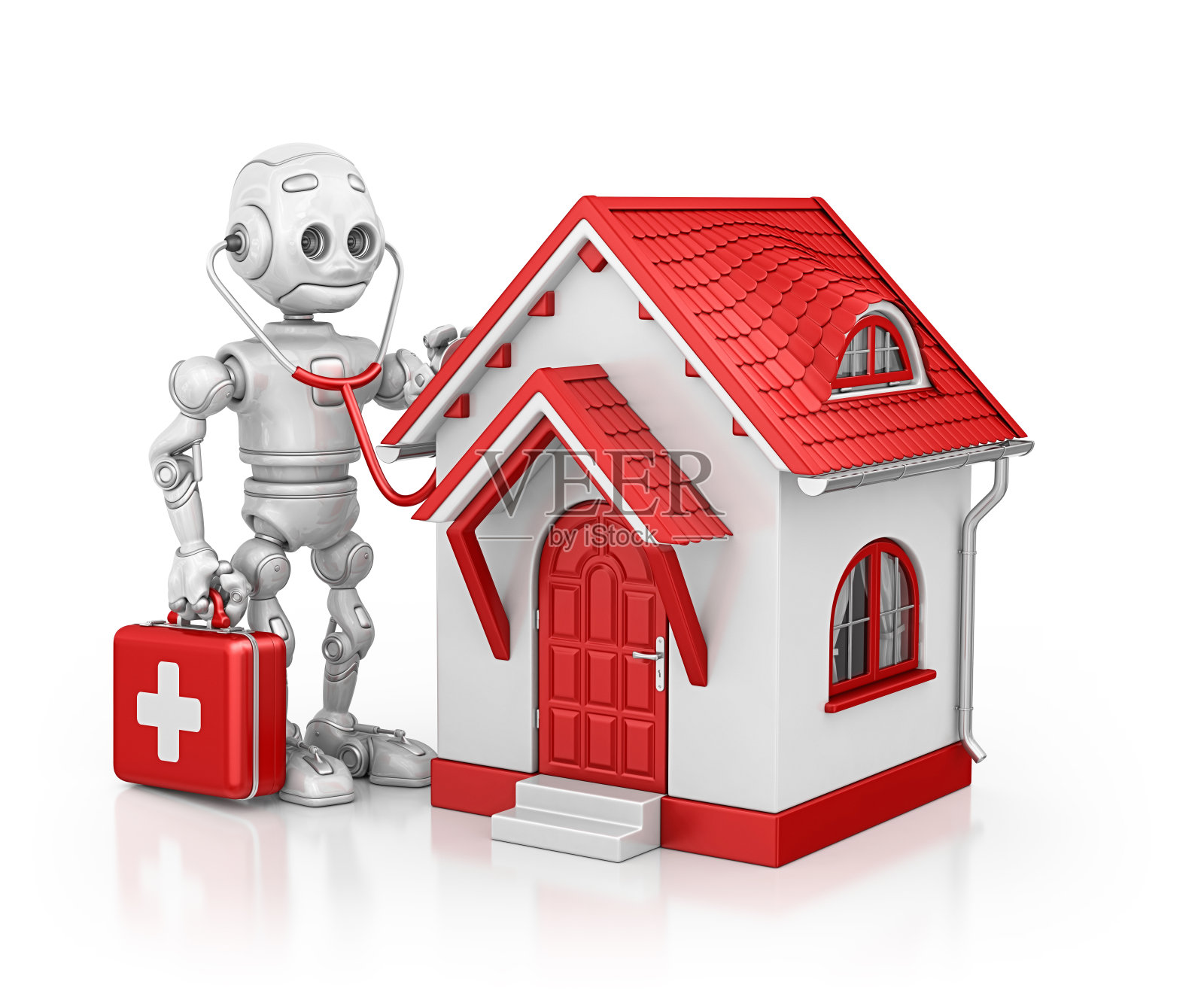 机器人医生检查房子照片摄影图片