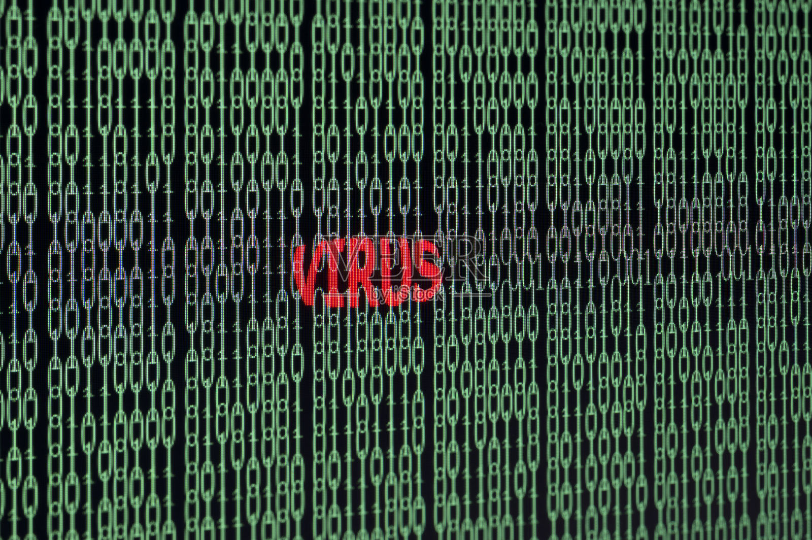 计算机病毒二进制代码在监视器上照片摄影图片