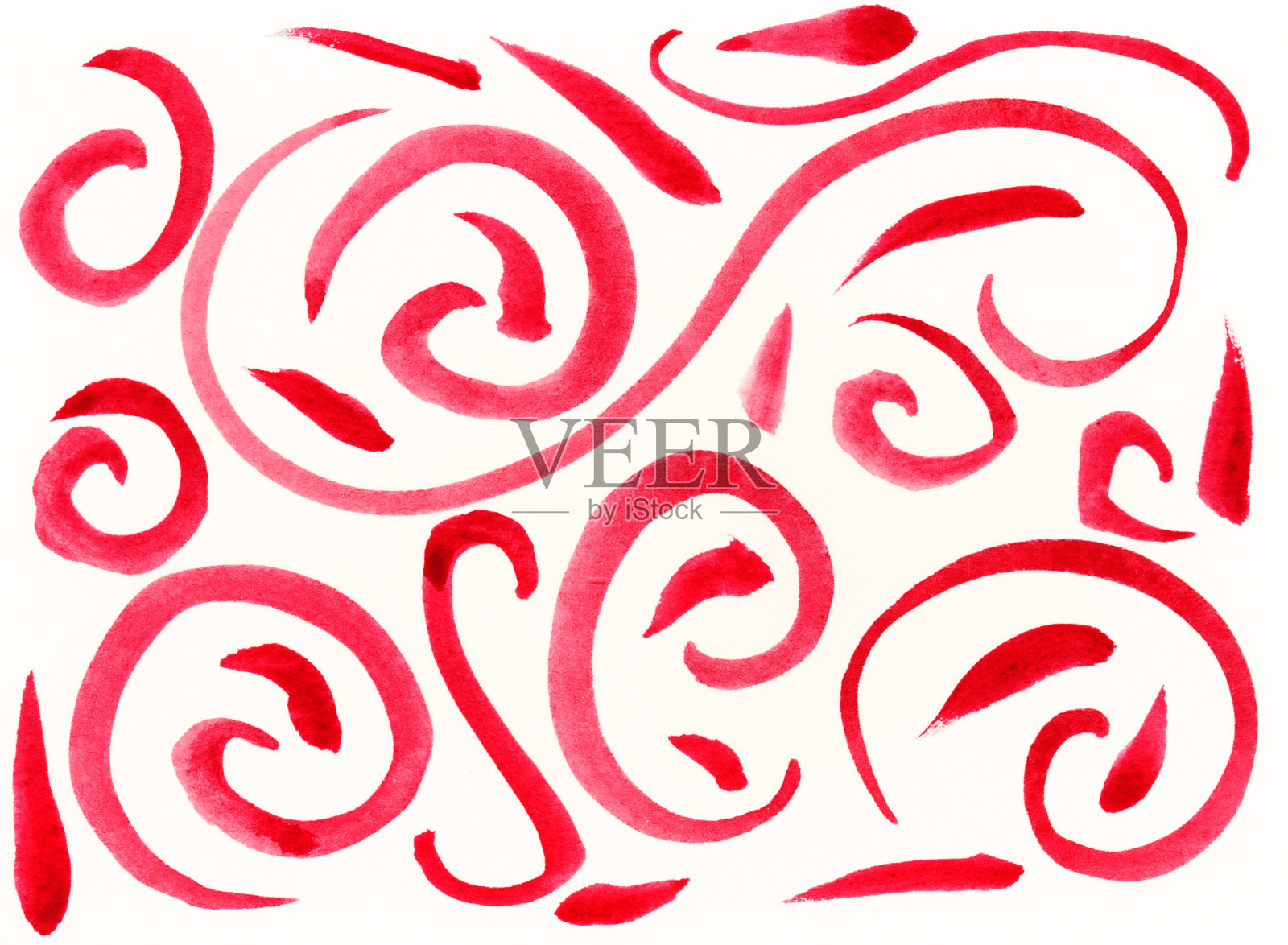 红色的笔触插画图片素材