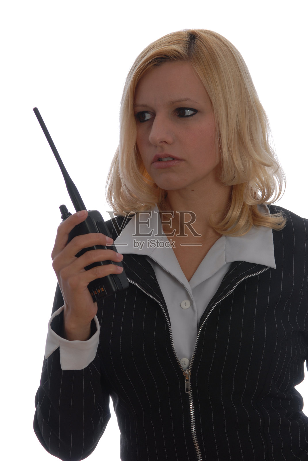 使用收音机的职业女士照片摄影图片