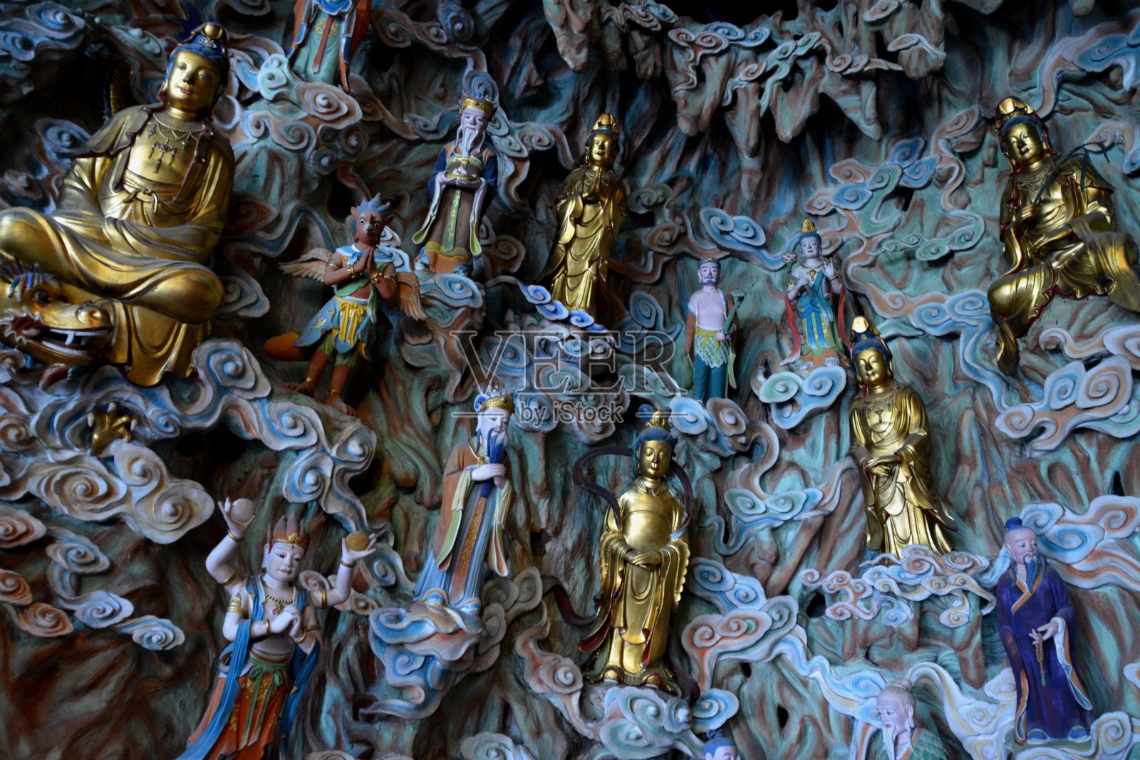 上海龙华寺佛像墙照片摄影图片