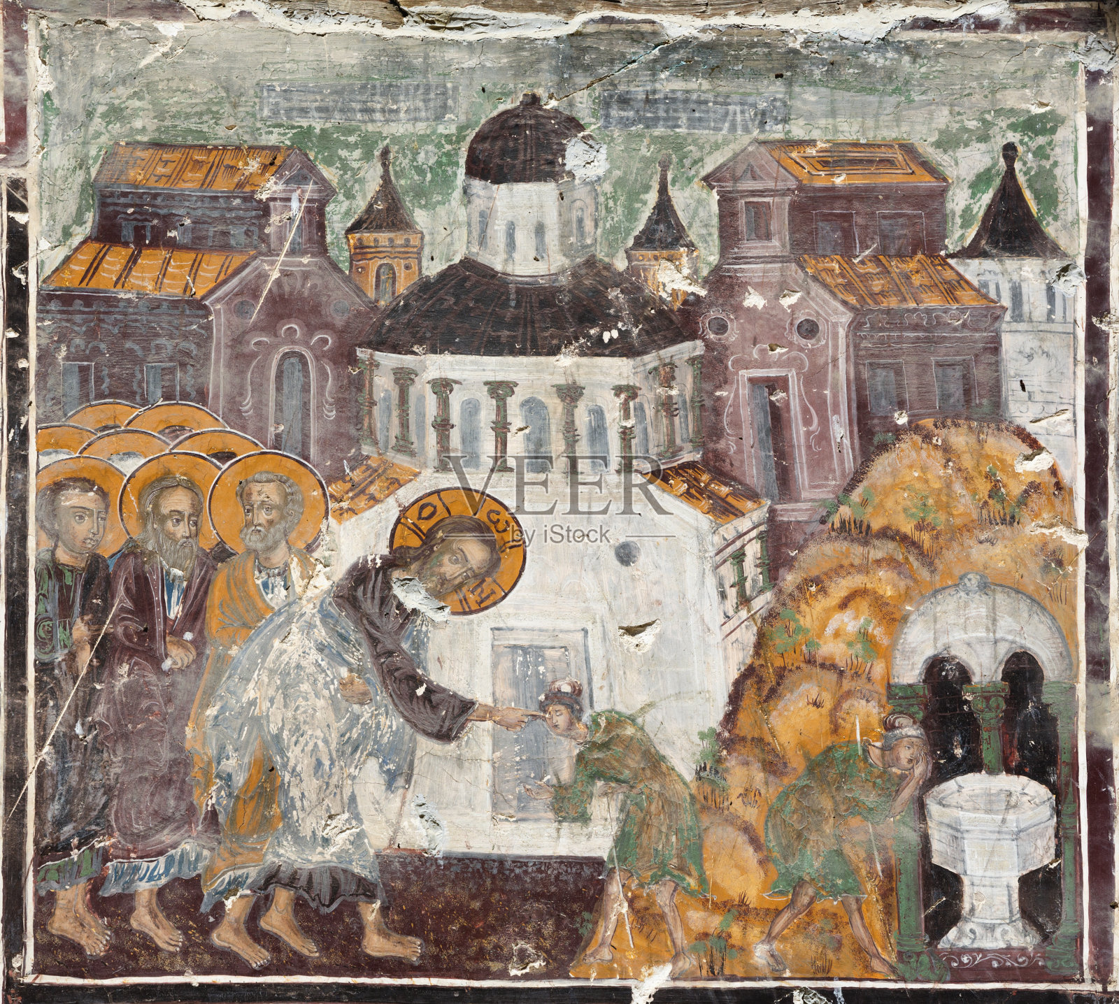 画在苏美拉修道院的墙上照片摄影图片