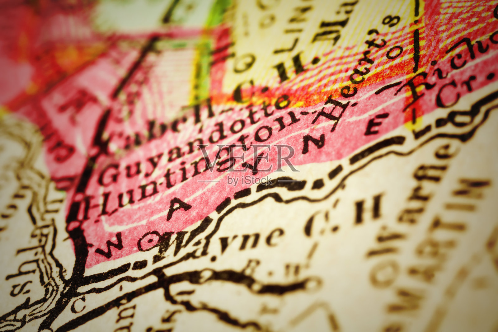 韦恩西弗吉尼亚县地图照片摄影图片