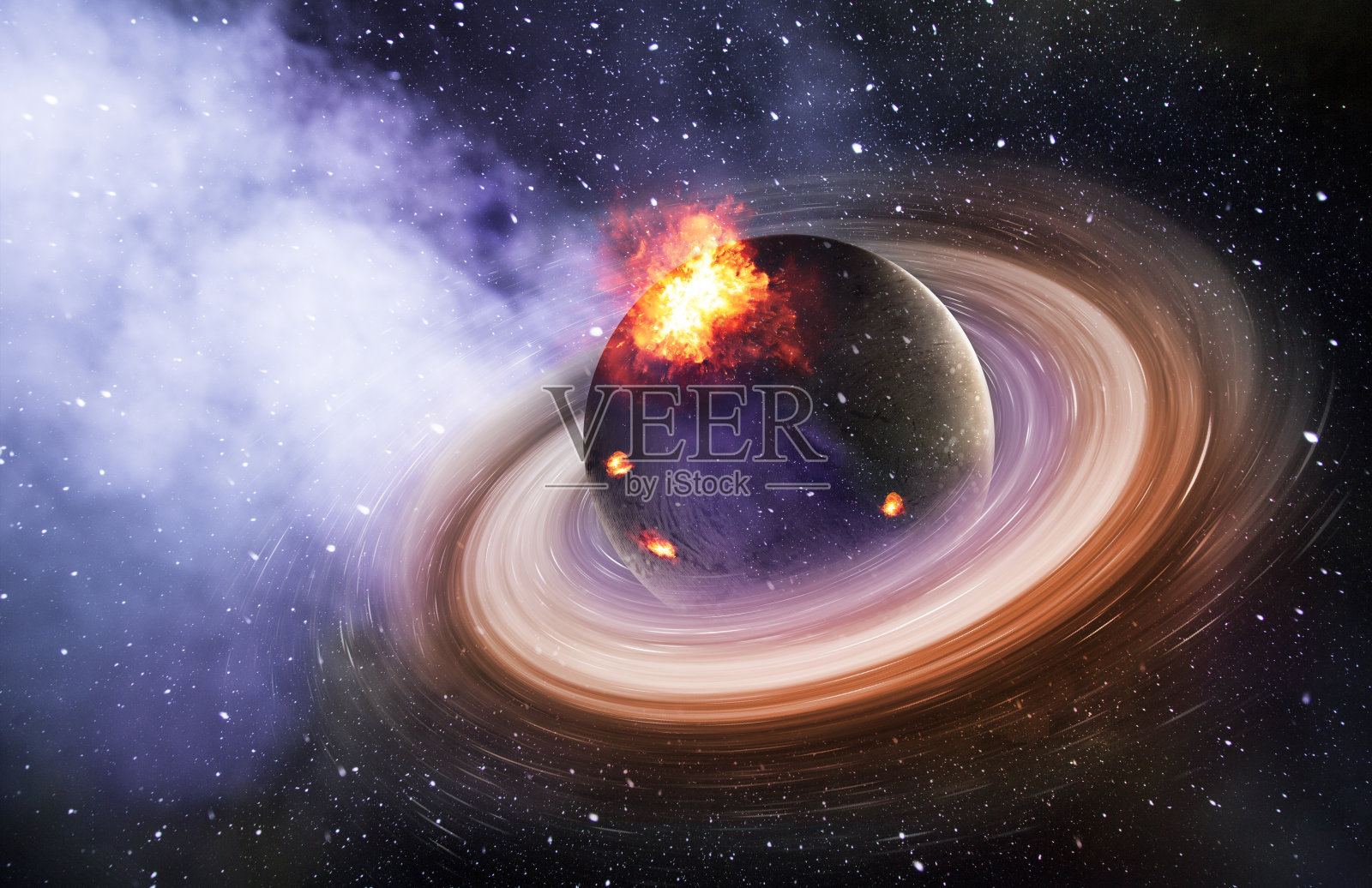 行星在宇宙中燃烧照片摄影图片