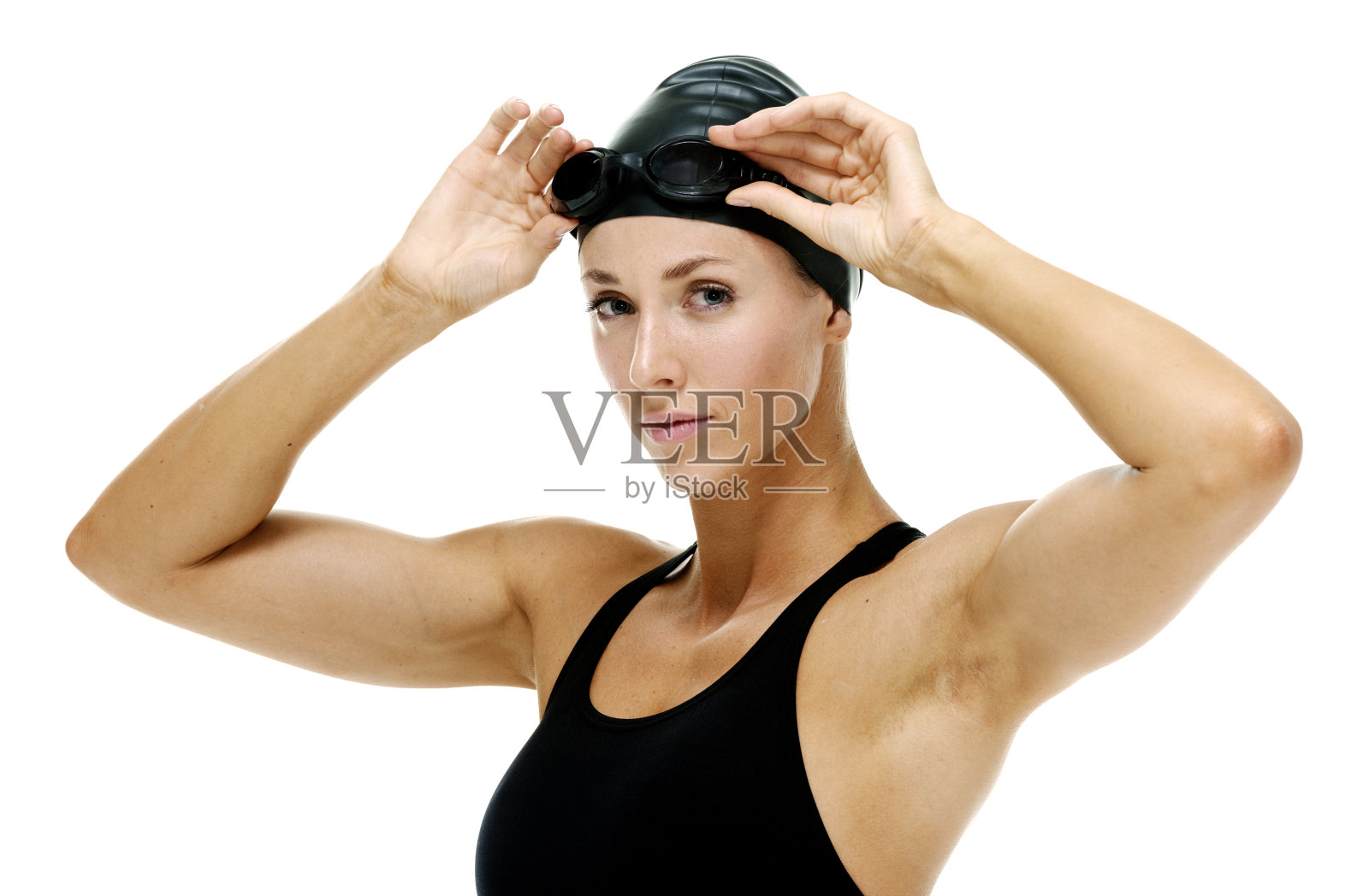 女游泳运动员摆姿势照片摄影图片