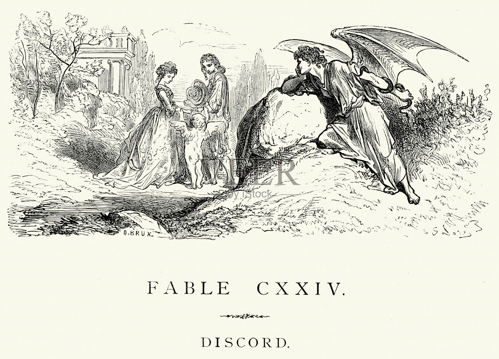 拉封丹的寓言——不和谐插画图片素材