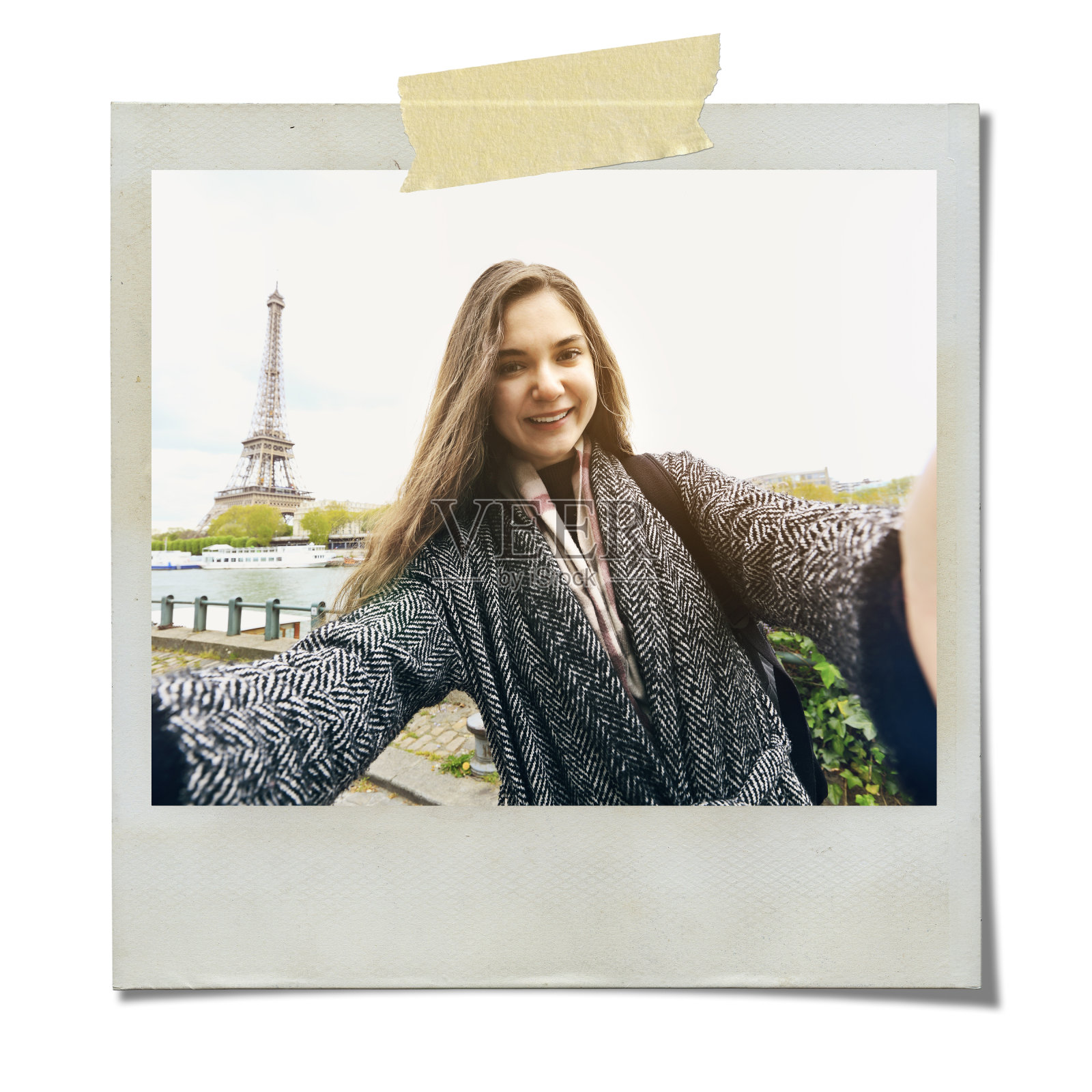 快乐的巴黎女人。照片摄影图片