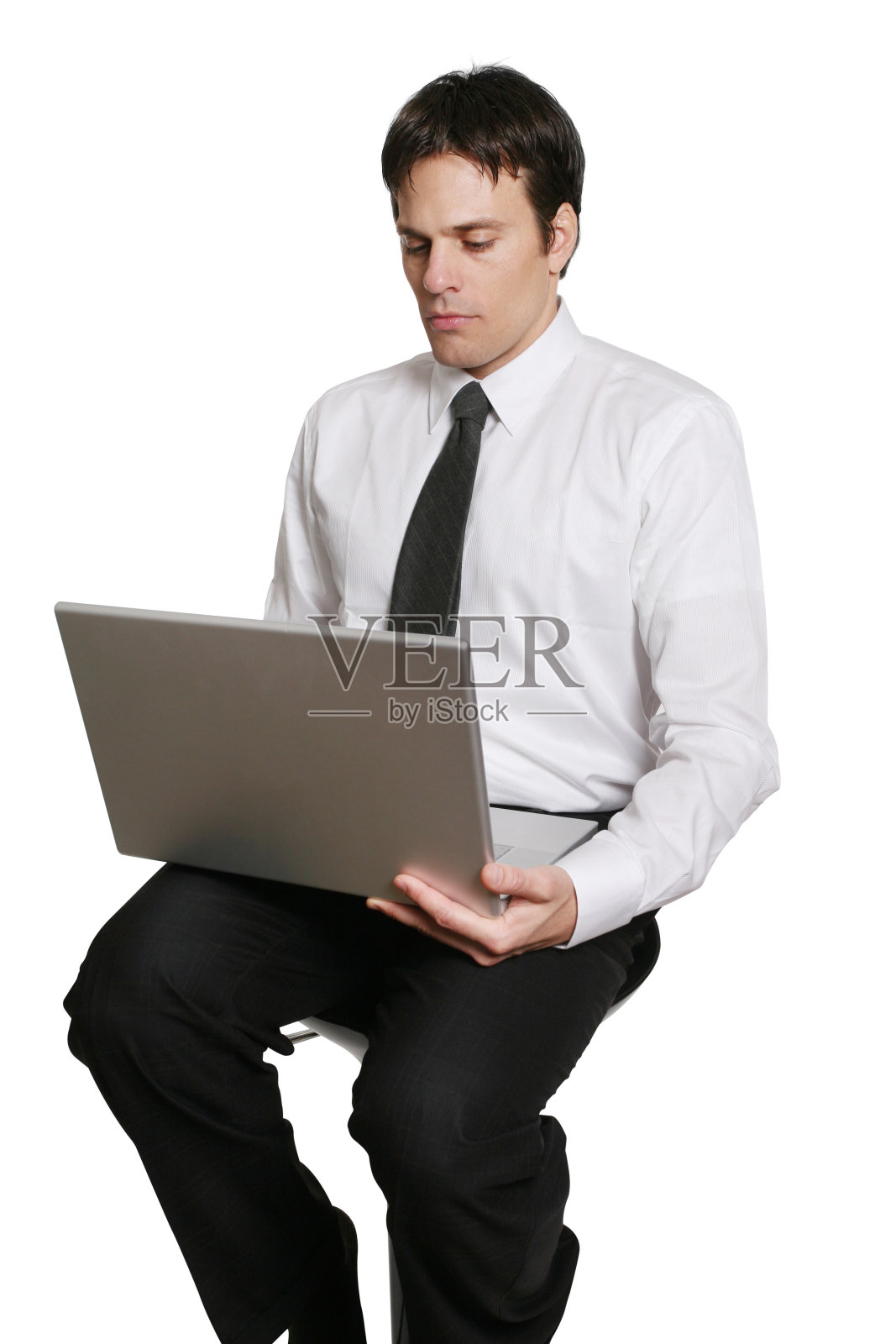 笔记本电脑上的商人照片摄影图片