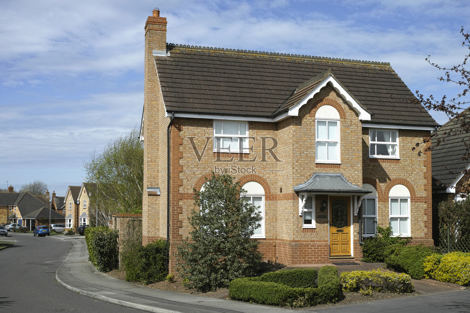 英国郊区的房子。照片摄影图片