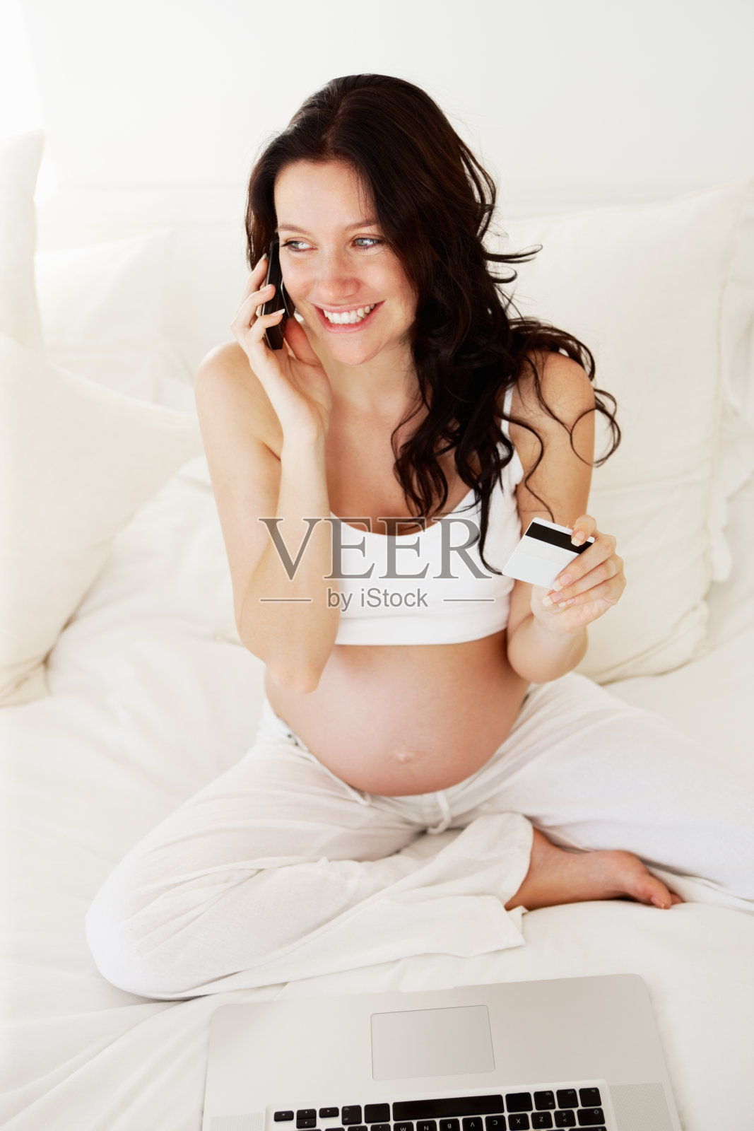 孕妇网上购物照片摄影图片