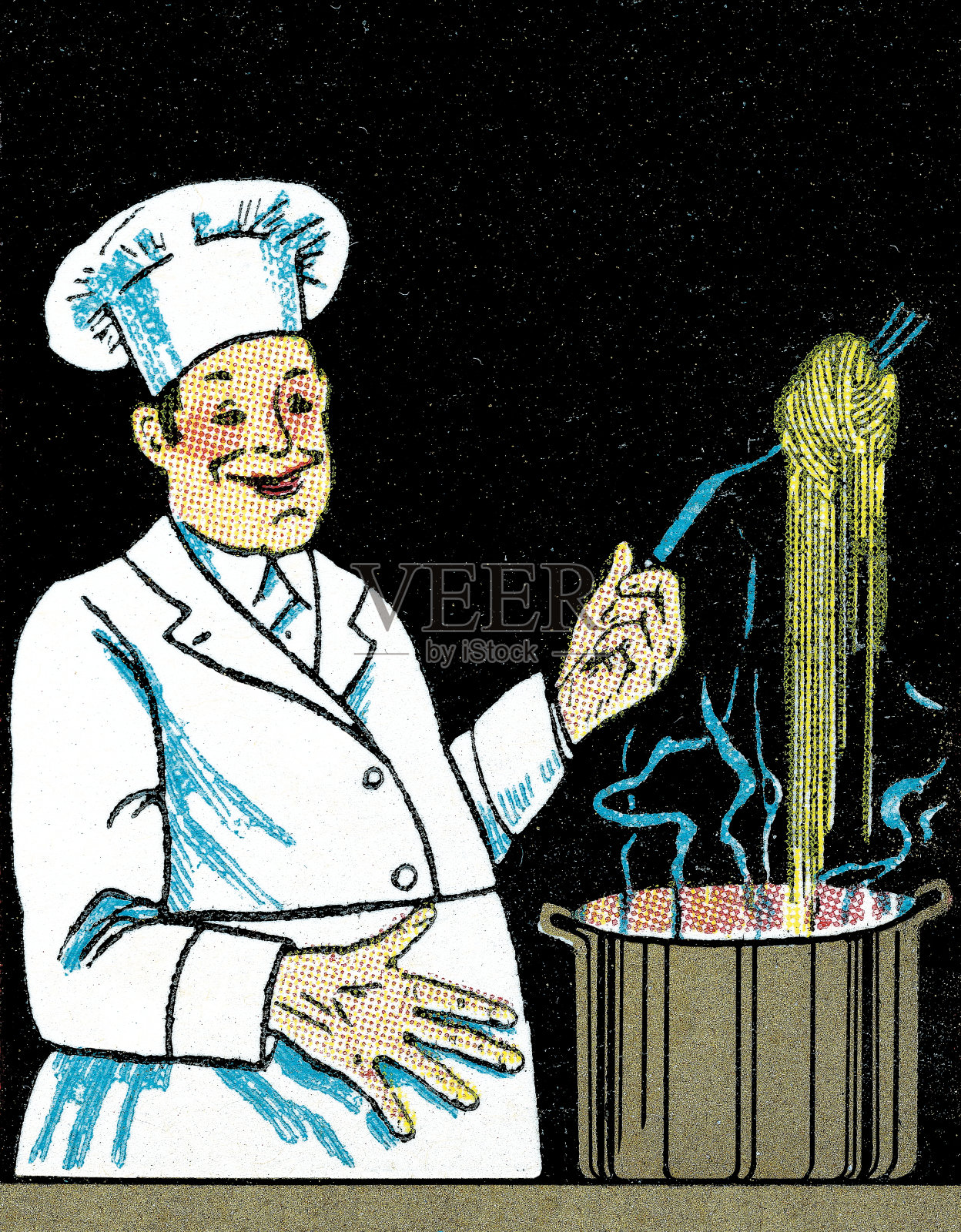 厨师烹饪意大利面插画图片素材