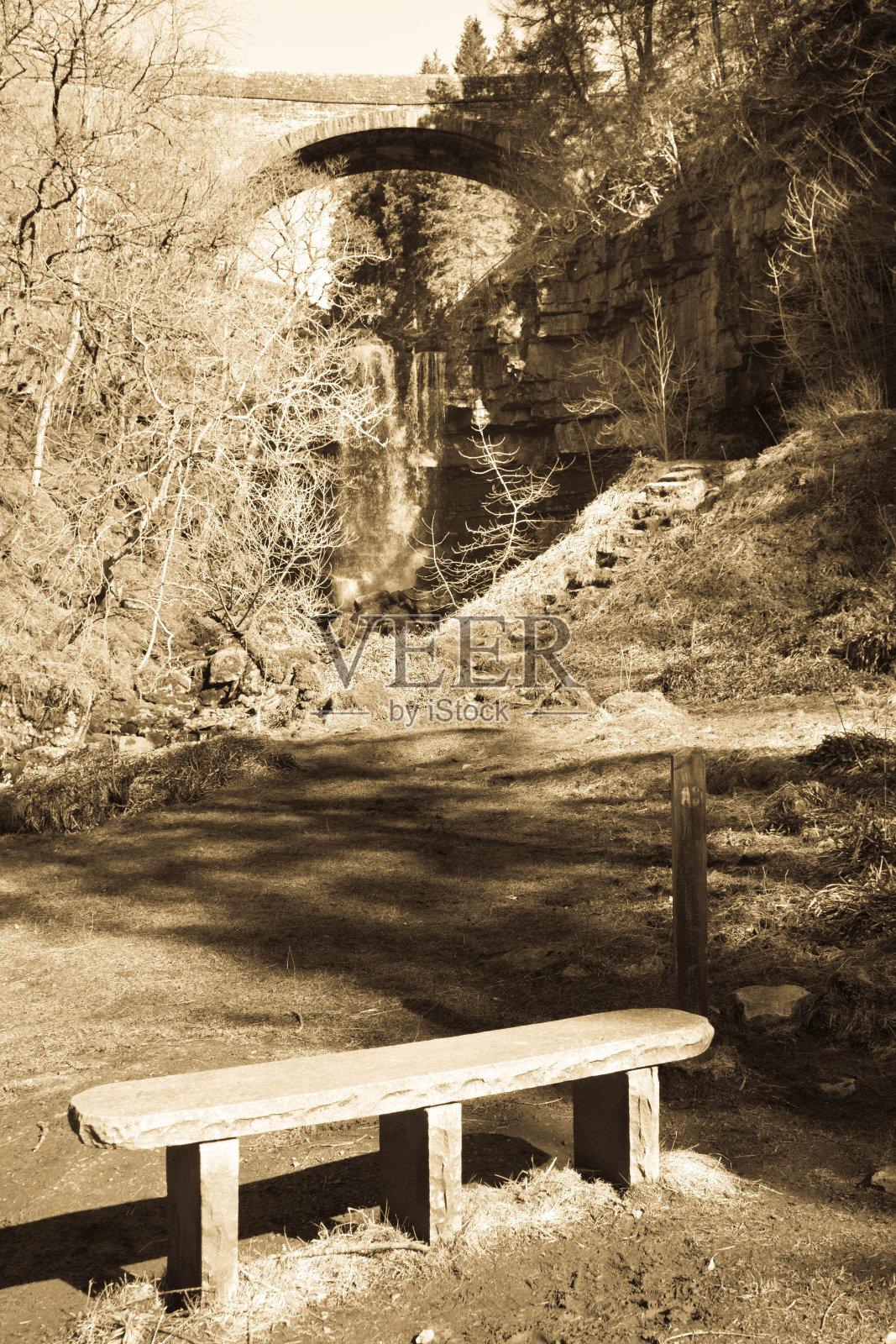 坎布里亚郡阿什吉尔瀑布照片摄影图片