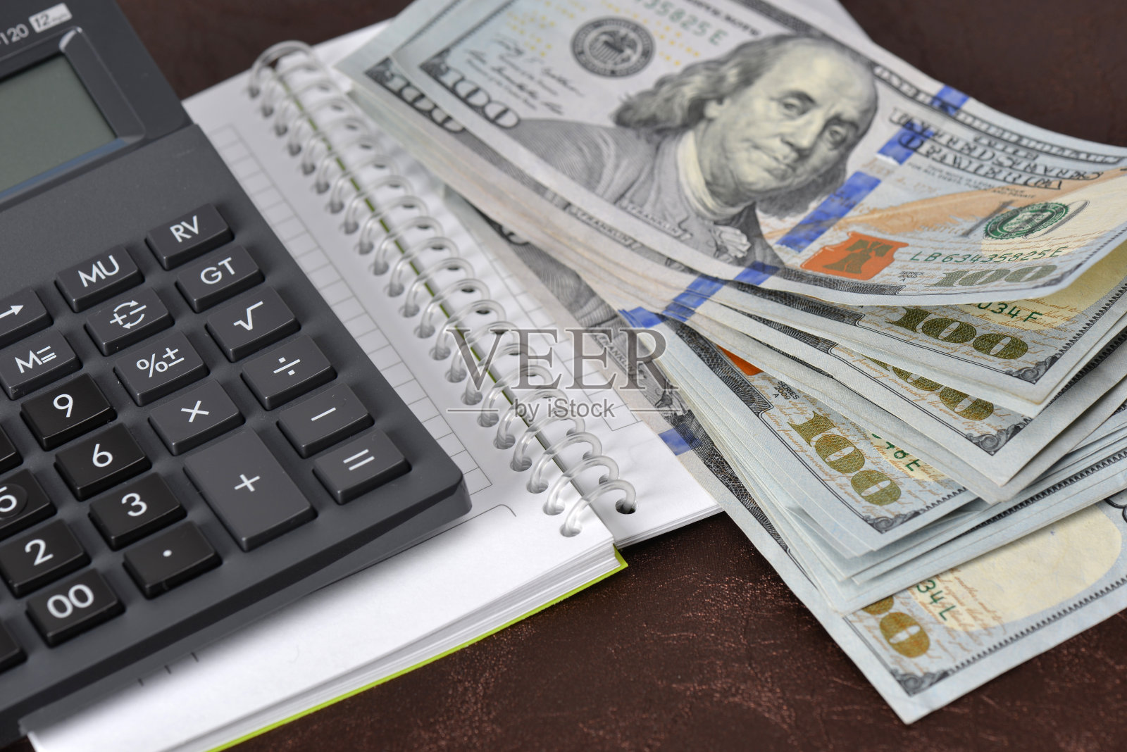 计算器和美元照片摄影图片