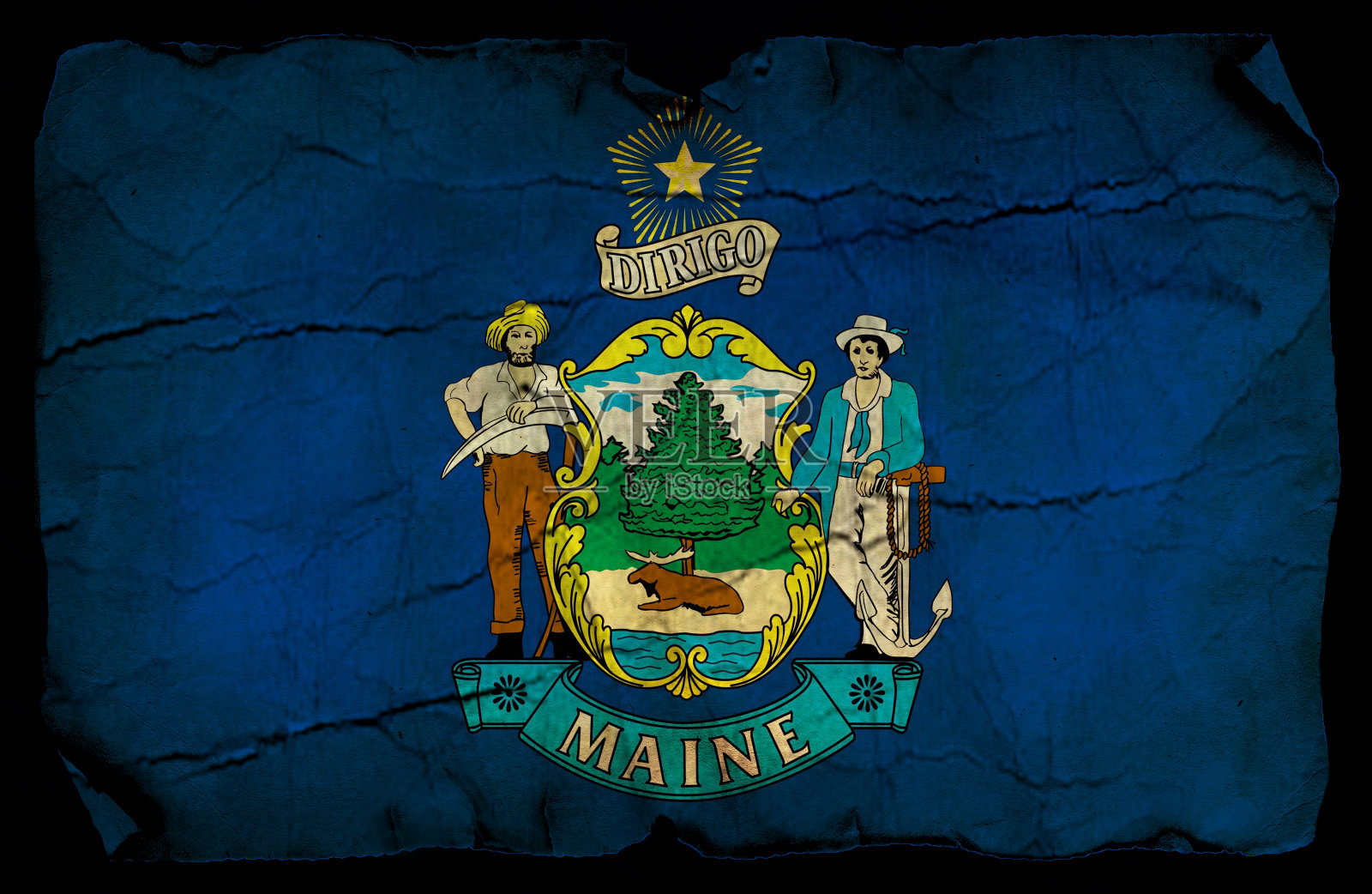 缅因州的垃圾摇滚旗照片摄影图片