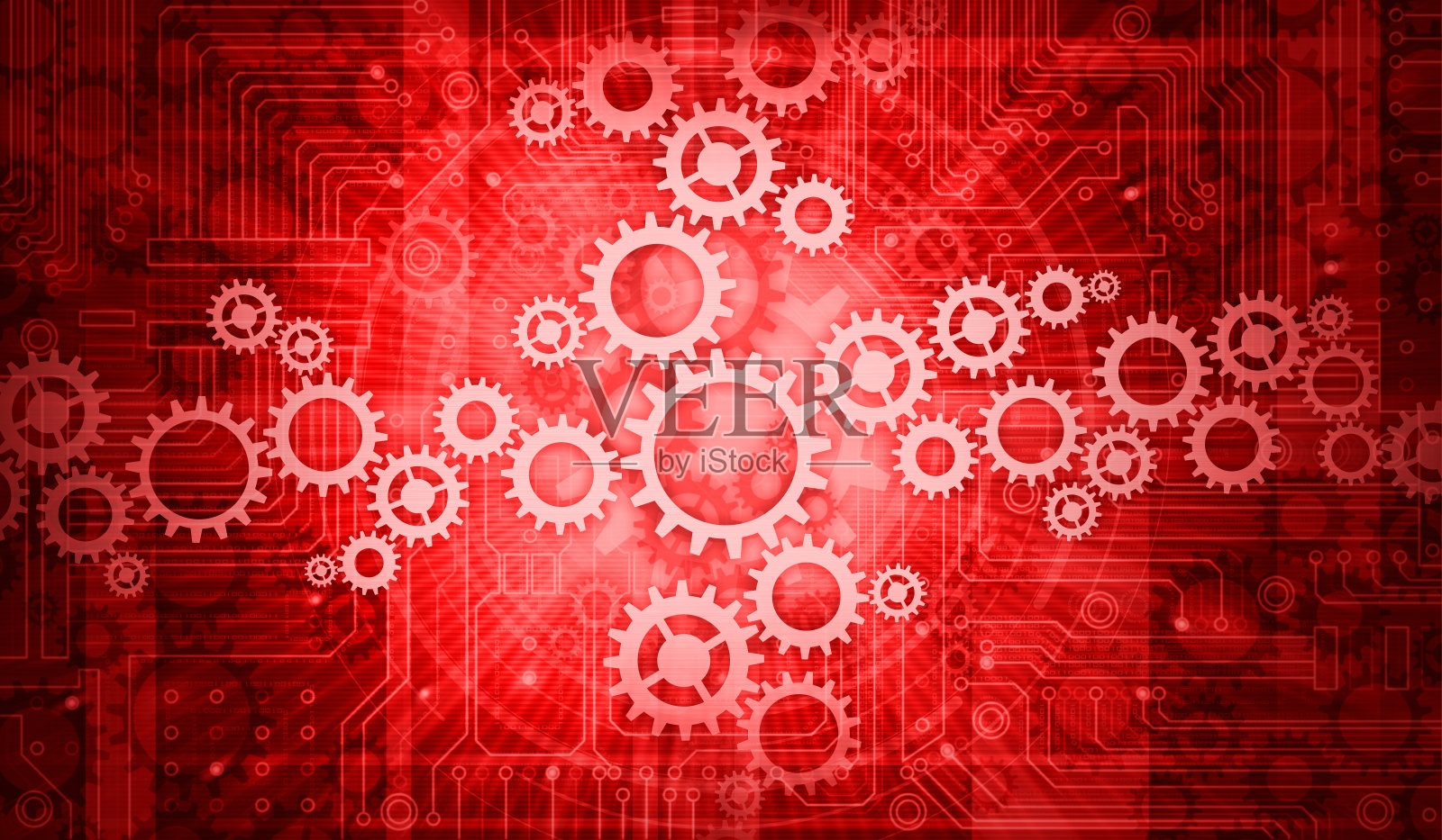 有电路背景的齿轮插画图片素材