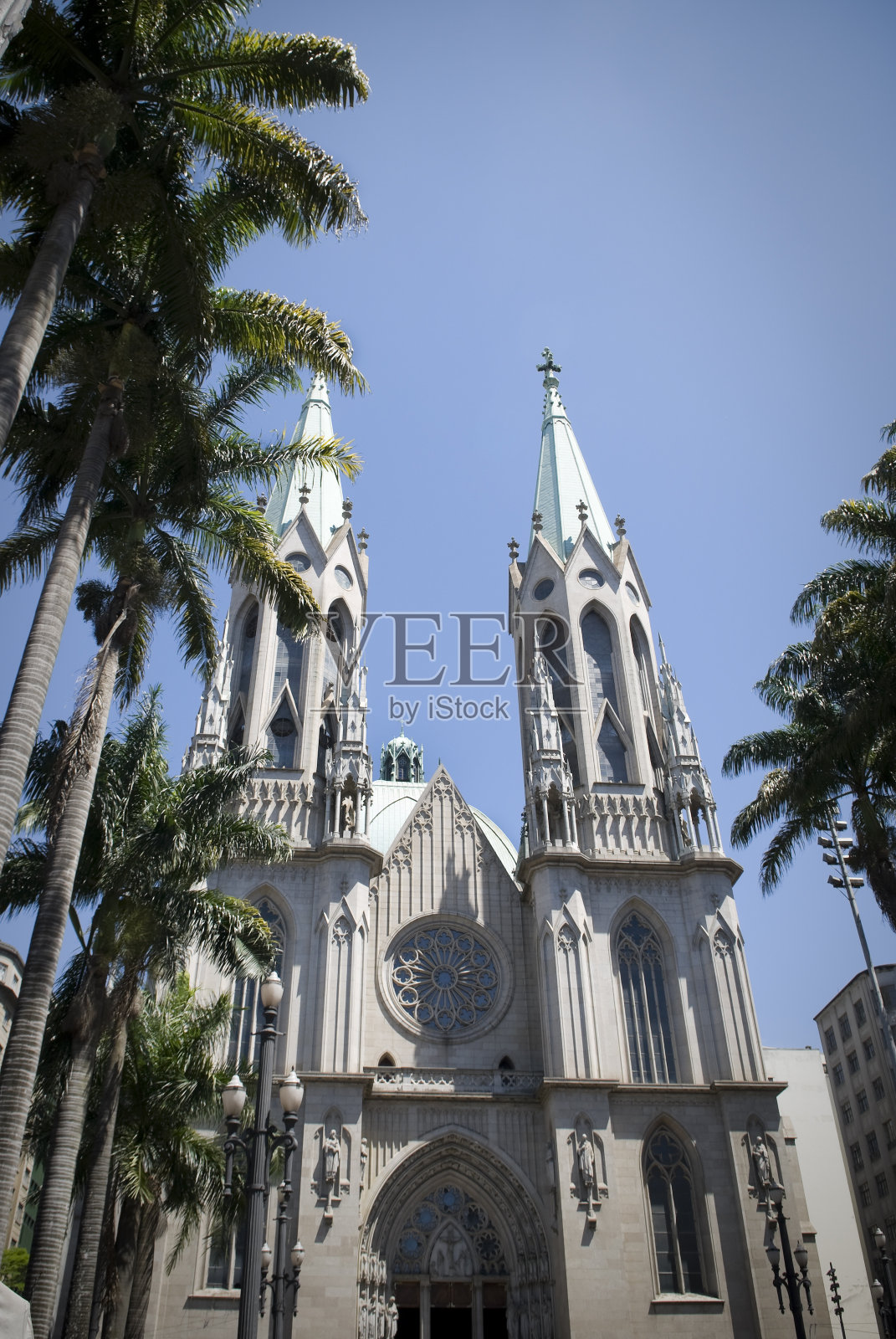 圣保罗Sé大教堂，正面，巴西照片摄影图片