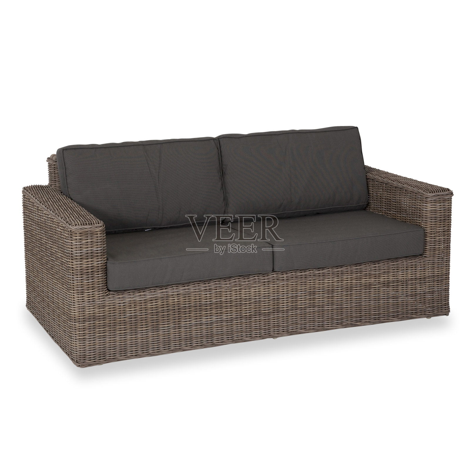 户外柳条双人小沙发照片摄影图片