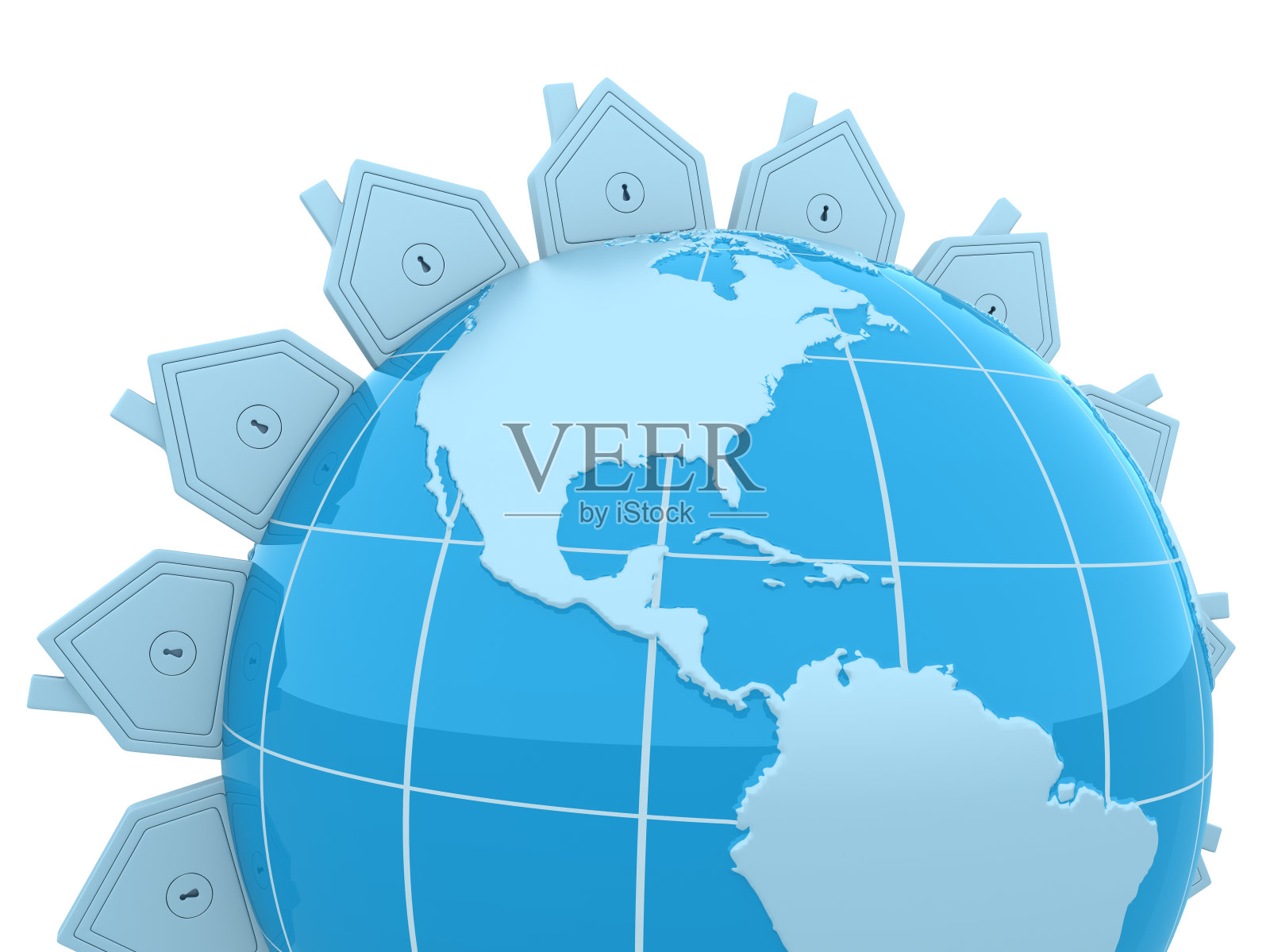 地球仪和房屋照片摄影图片