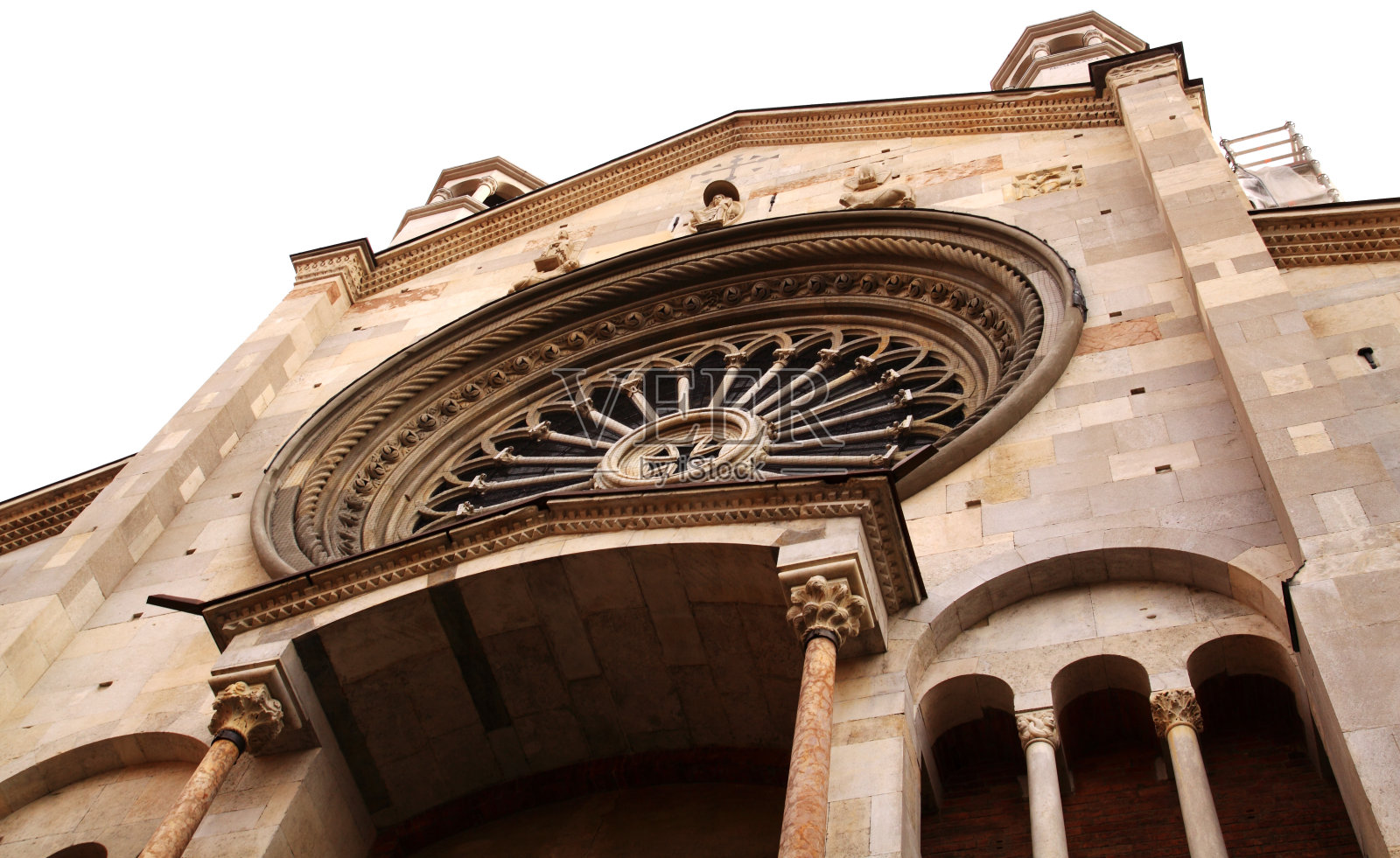 摩德纳大教堂:主立面有哥特式玫瑰窗照片摄影图片