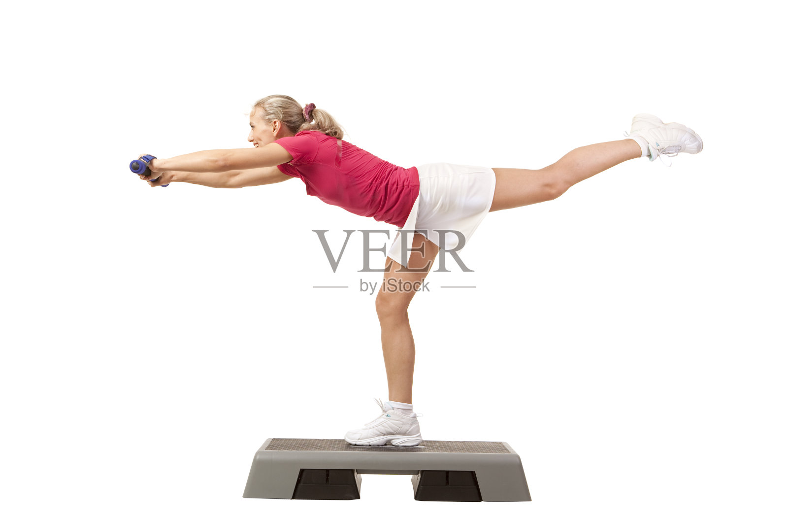 运动系列:踏步健美操和哑铃。XXXL照片摄影图片