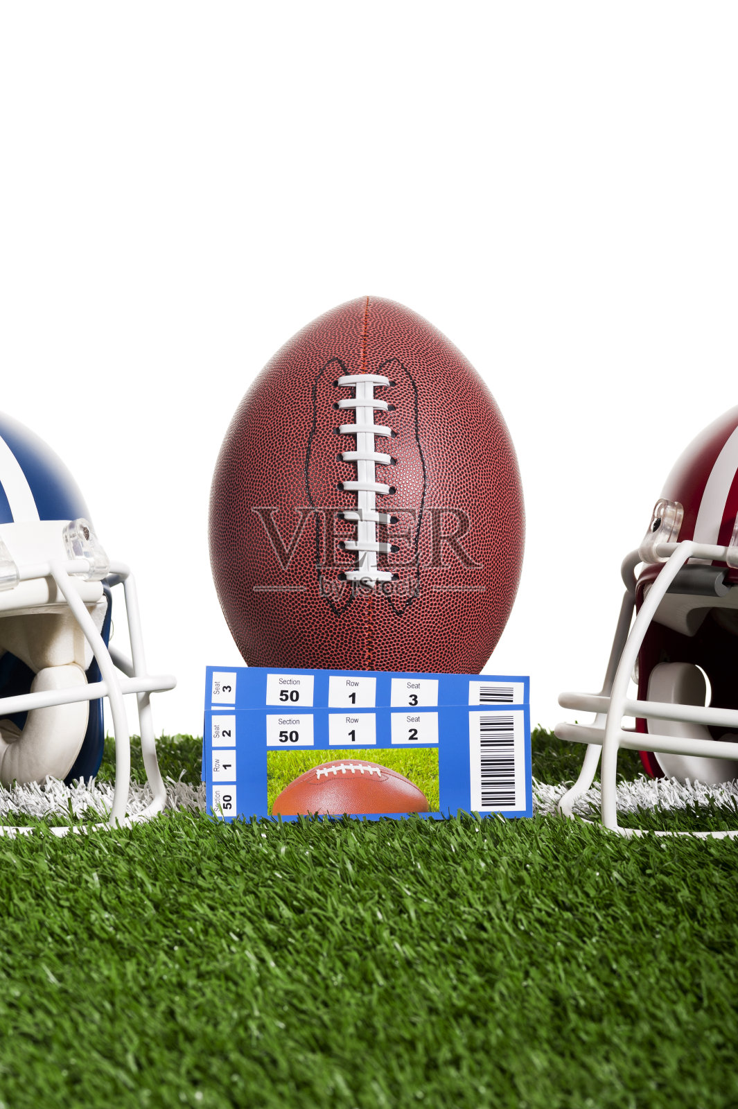 美式足球-门票和头盔照片摄影图片