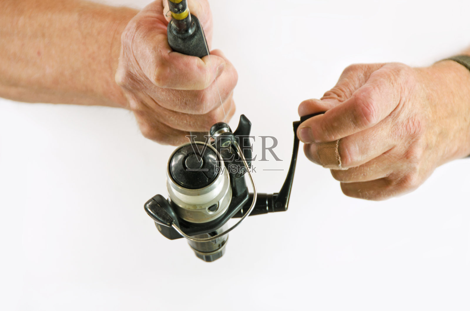 旋转钓竿…白色背景照片摄影图片