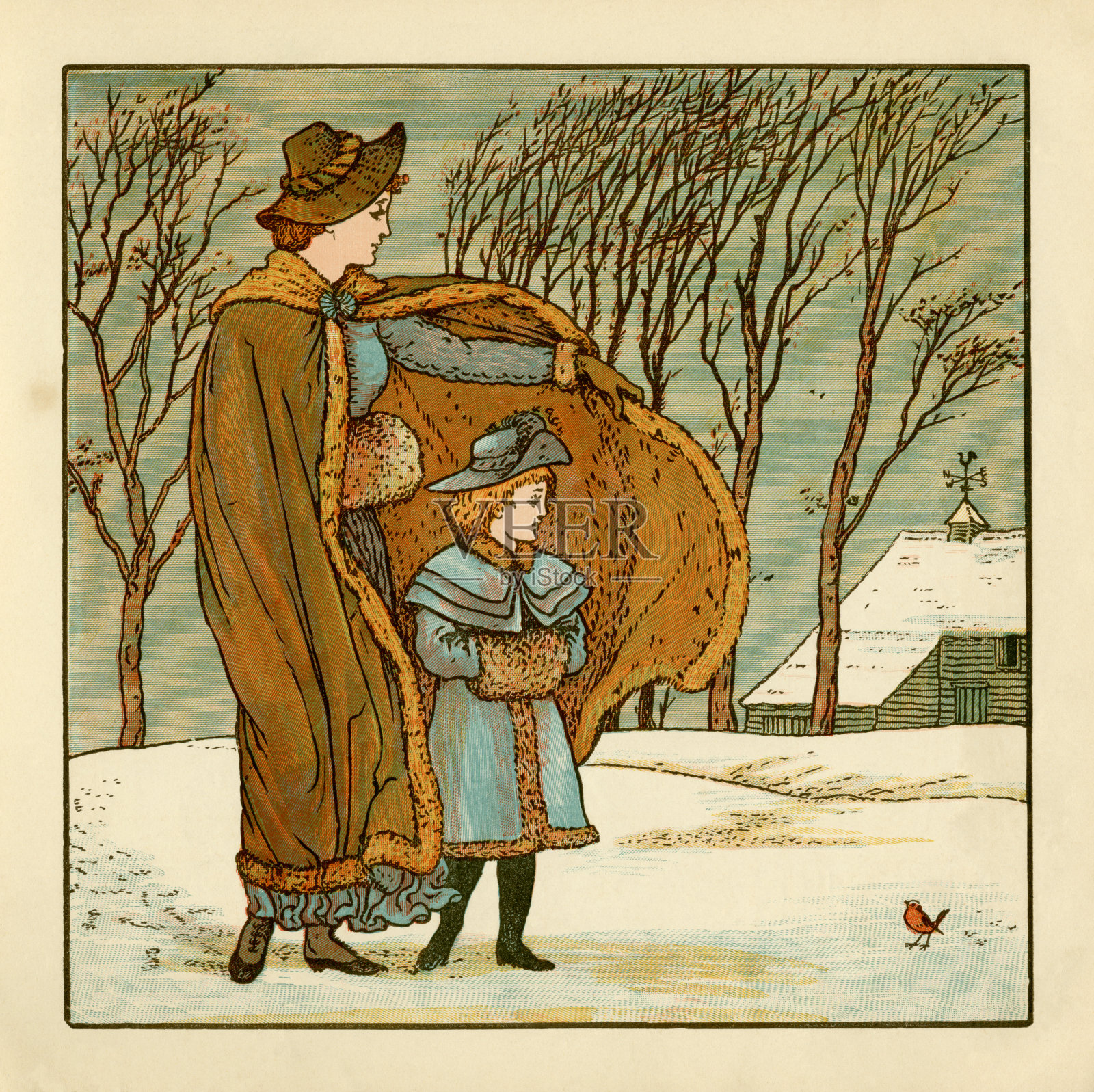 北风一吹，就要下雪了……插画图片素材