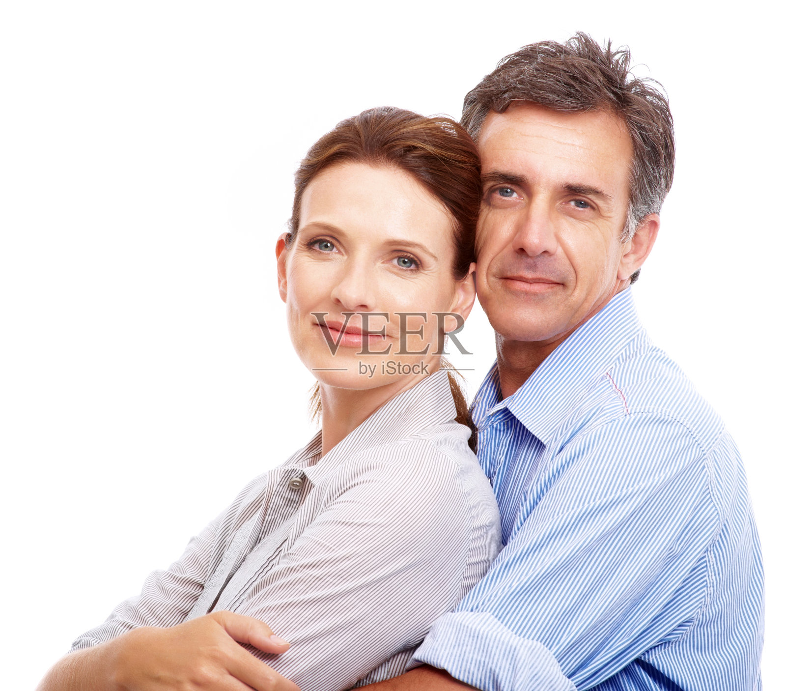 一对可爱的夫妇在白色的背景上照片摄影图片