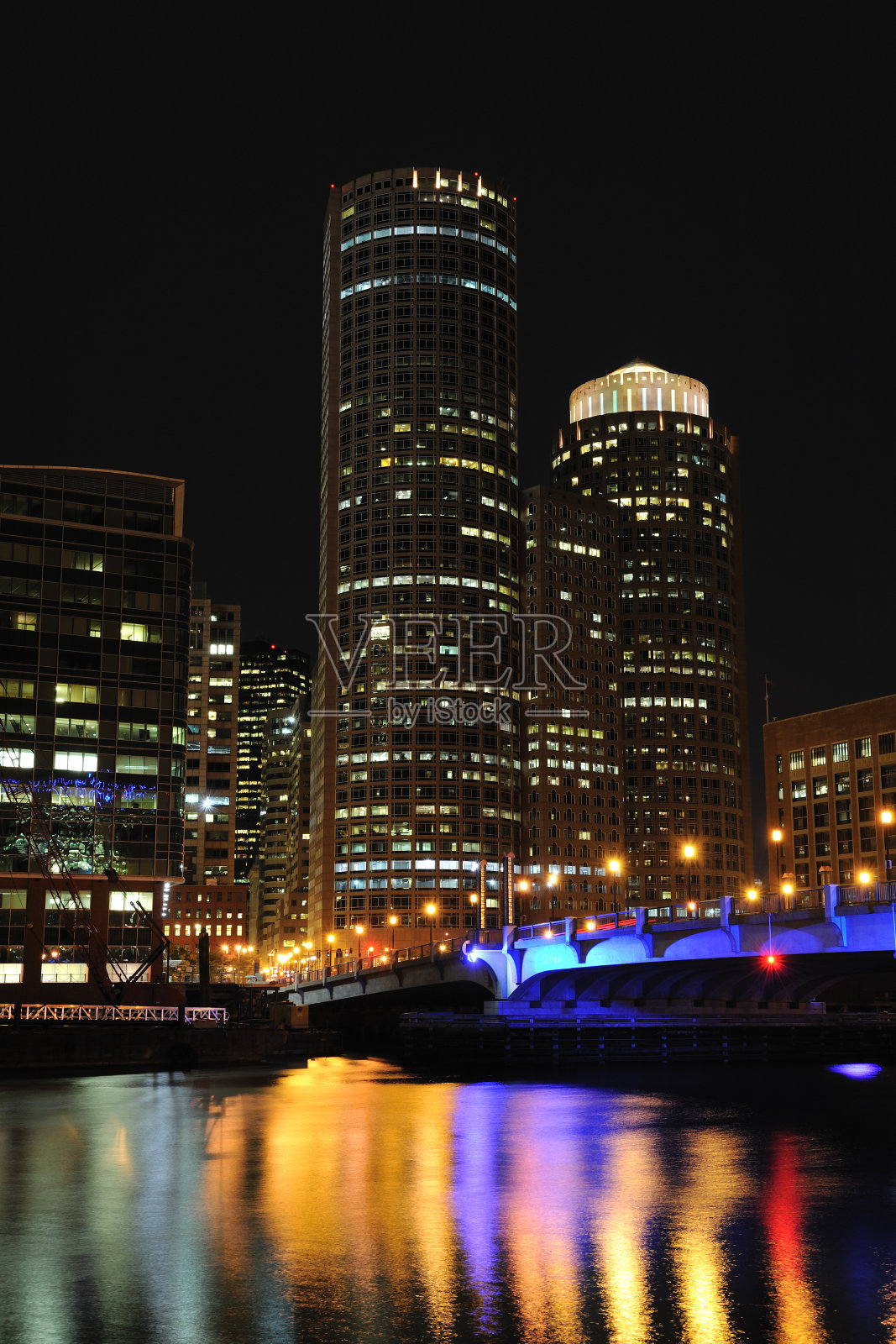 波士顿在晚上照片摄影图片