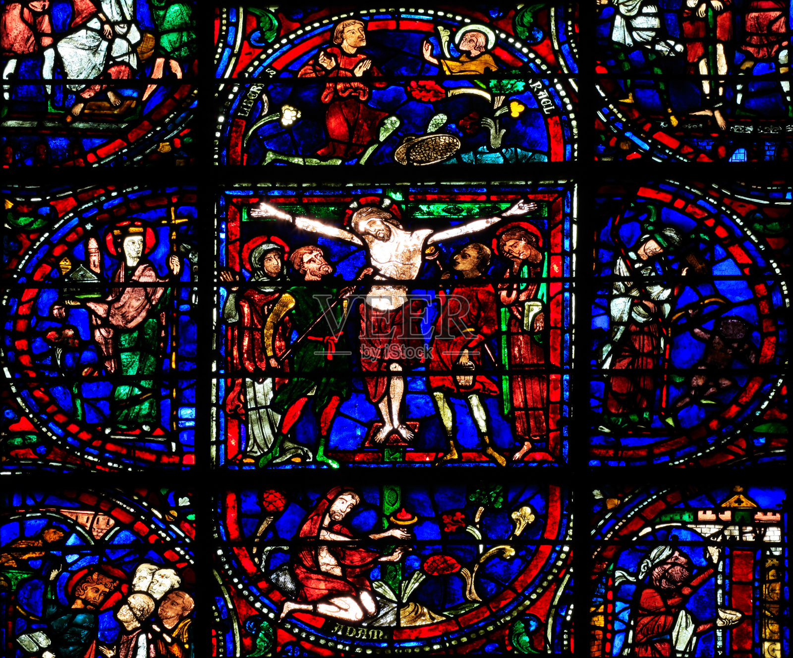 法国沙特尔圣母院窗户救赎第三部分照片摄影图片