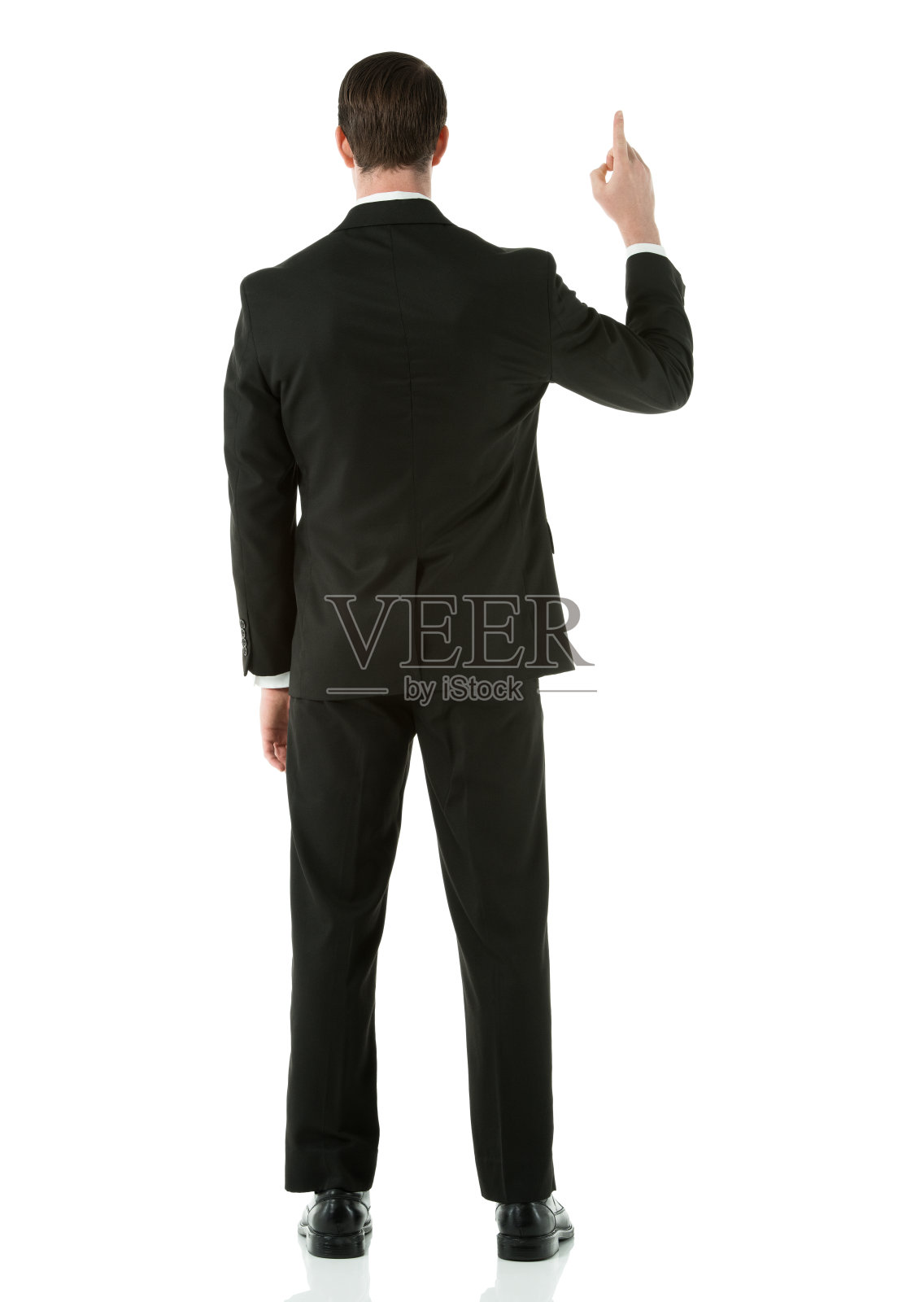 商人的后视图指向向上照片摄影图片