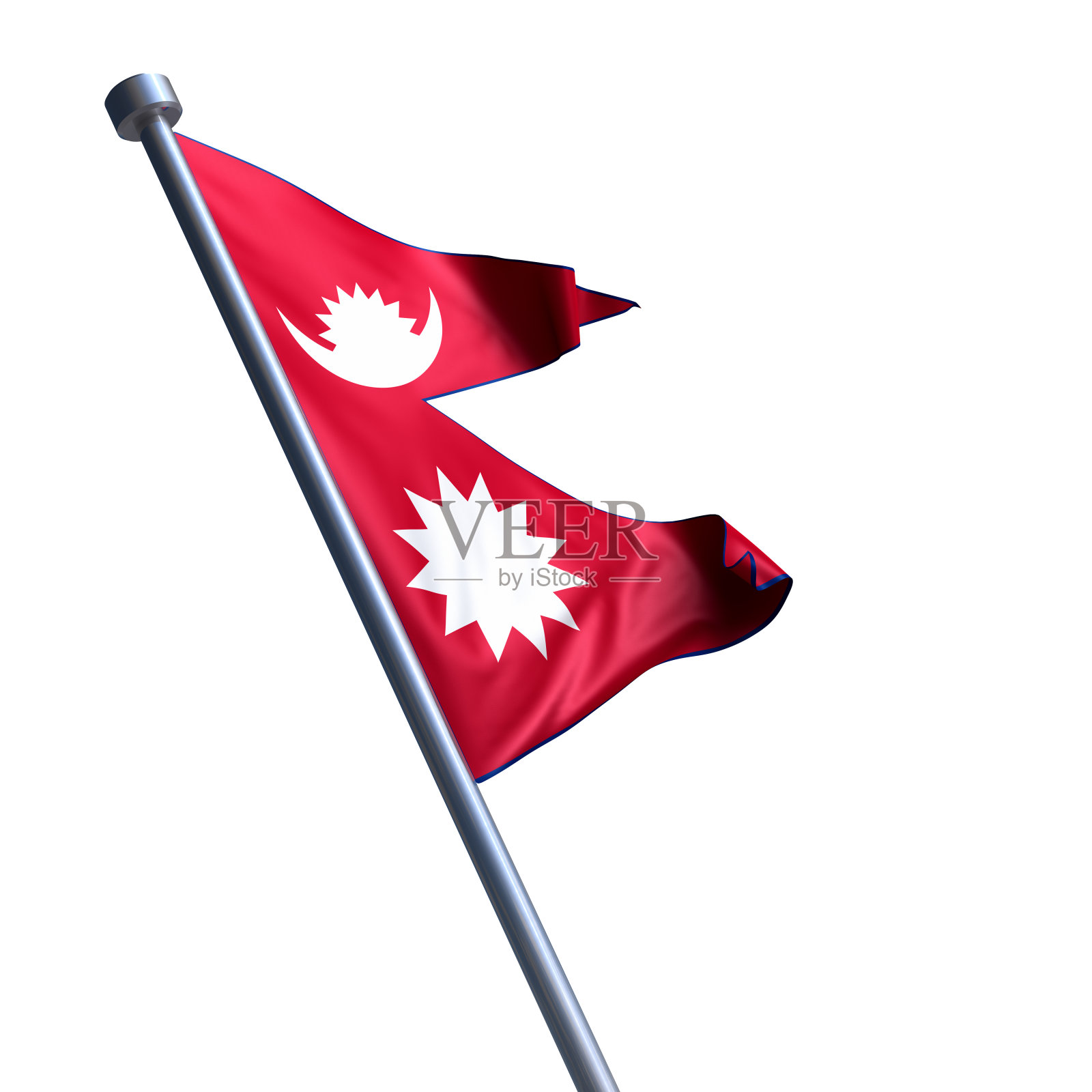 白色背景下的尼泊尔国旗照片摄影图片