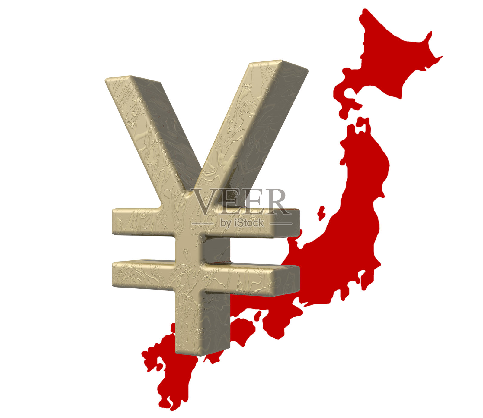 日本红色地图上的日元货币符号照片摄影图片