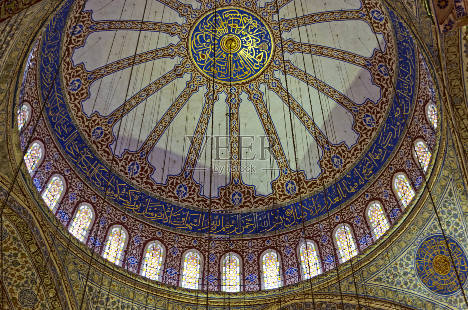 蓝色清真寺天花板照片摄影图片