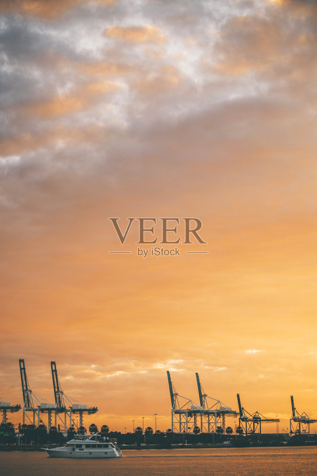 迈阿密的日落。照片摄影图片