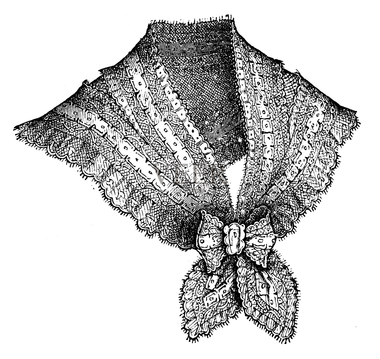 19世纪的时装和发型模特插画图片素材