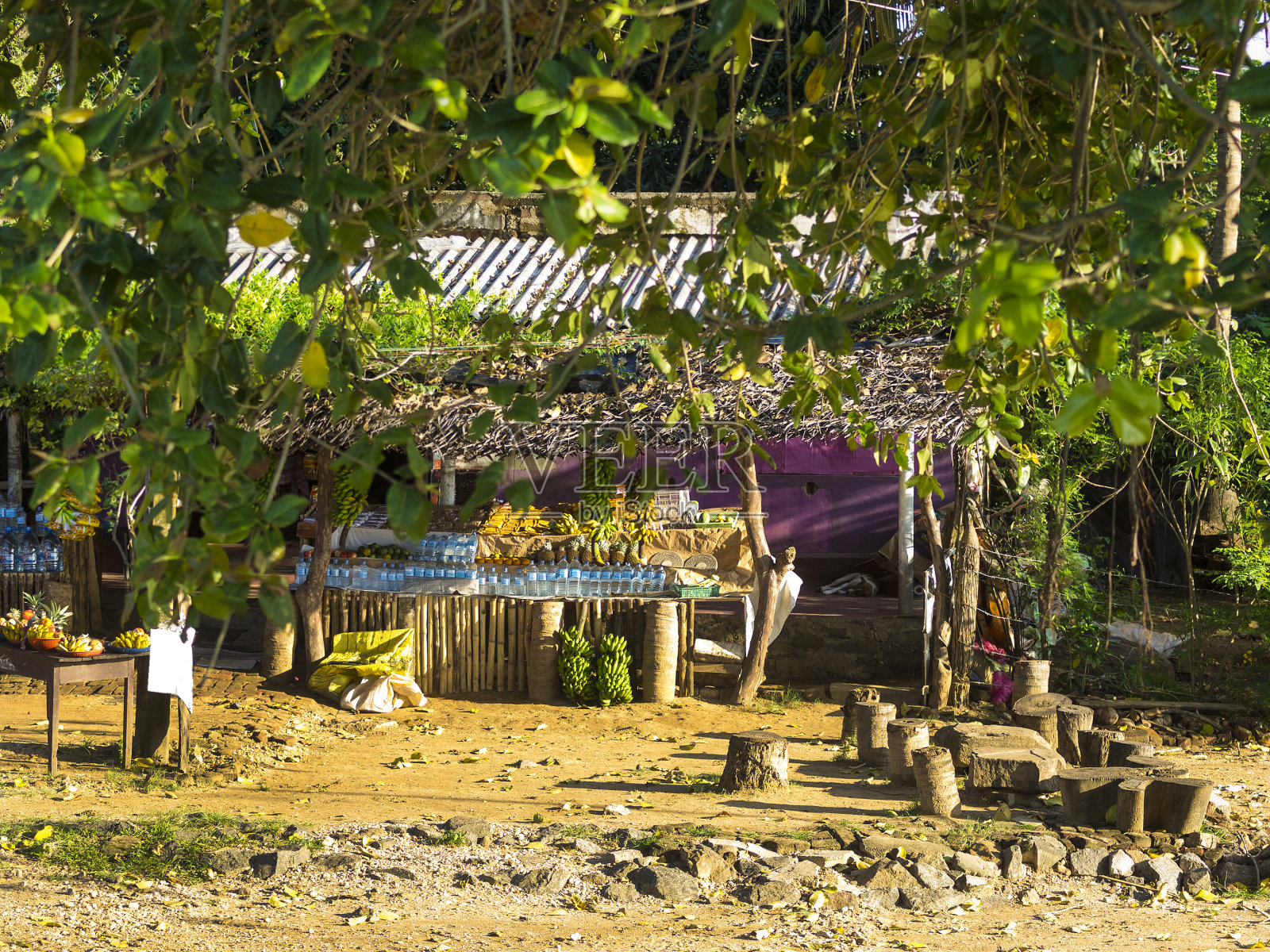 斯里兰卡，Parakrama海附近的小市场照片摄影图片
