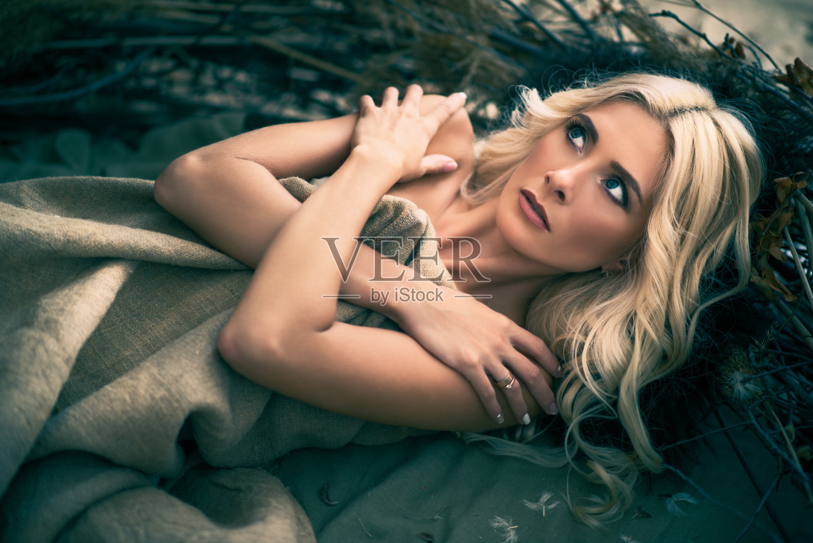 鸟巢里的女人照片摄影图片