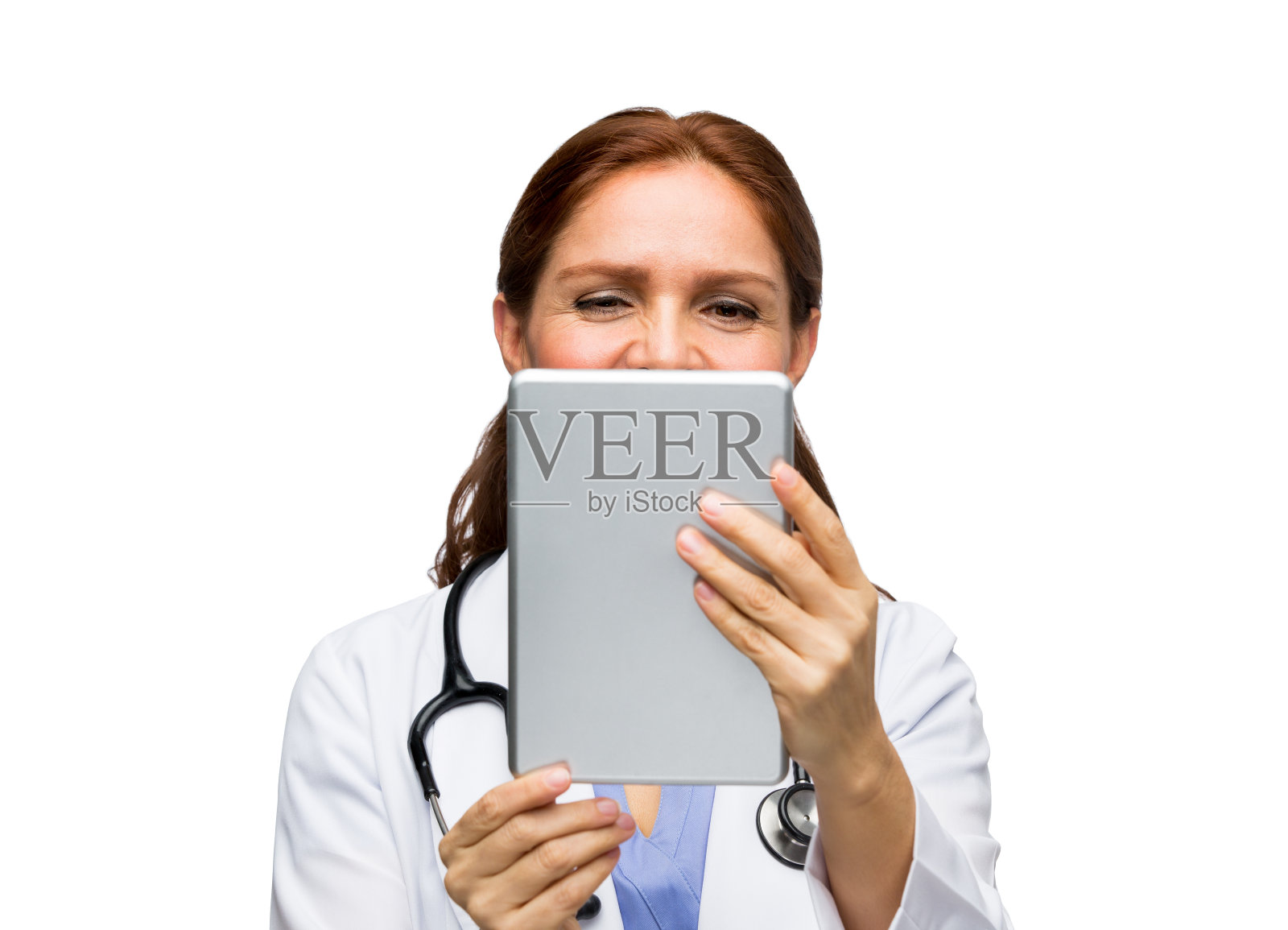 墨西哥女医生使用数字平板电脑照片摄影图片