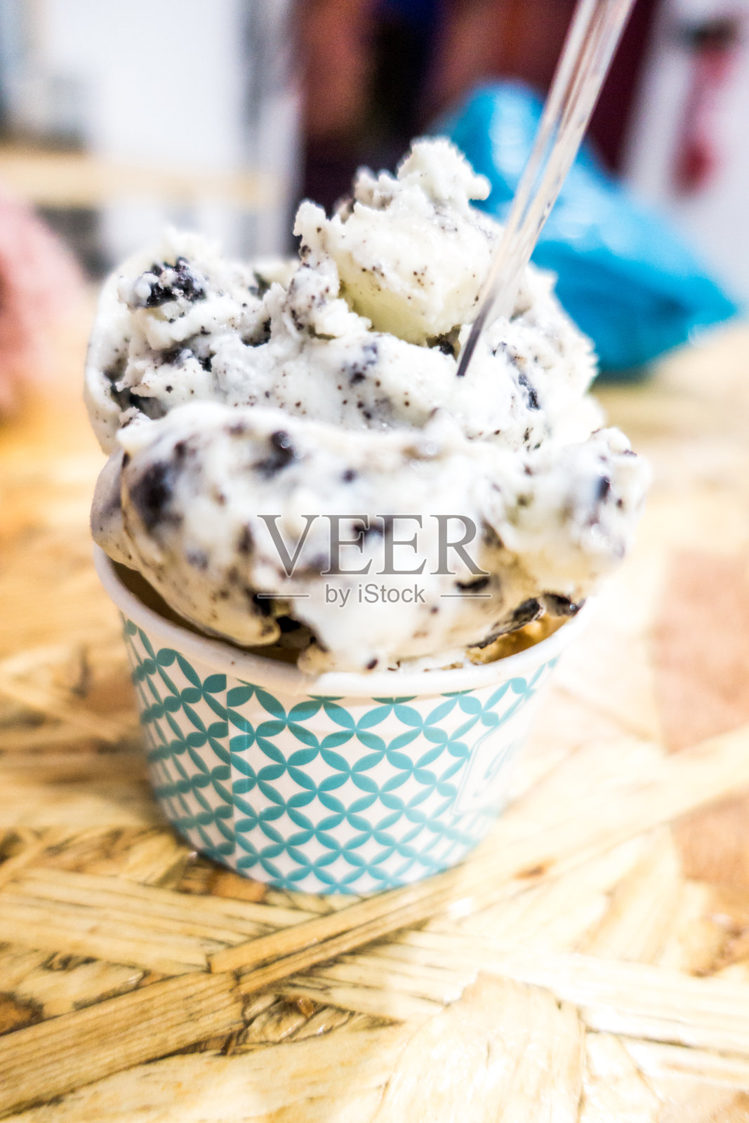 陶罐冰淇淋macro bokeh vertical stracciata照片摄影图片