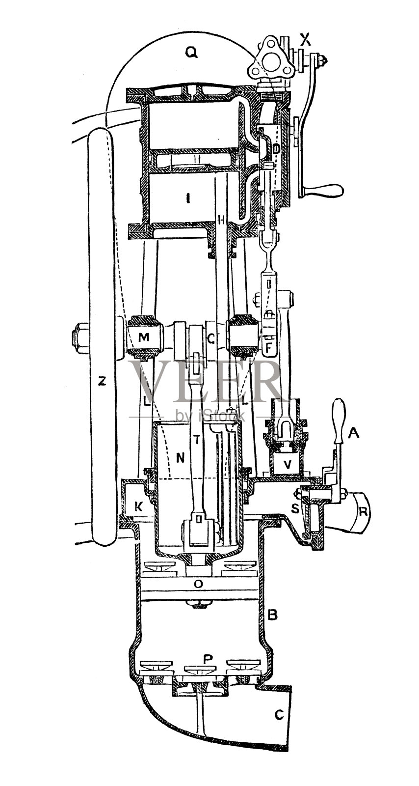 消防车的古董插图插画图片素材