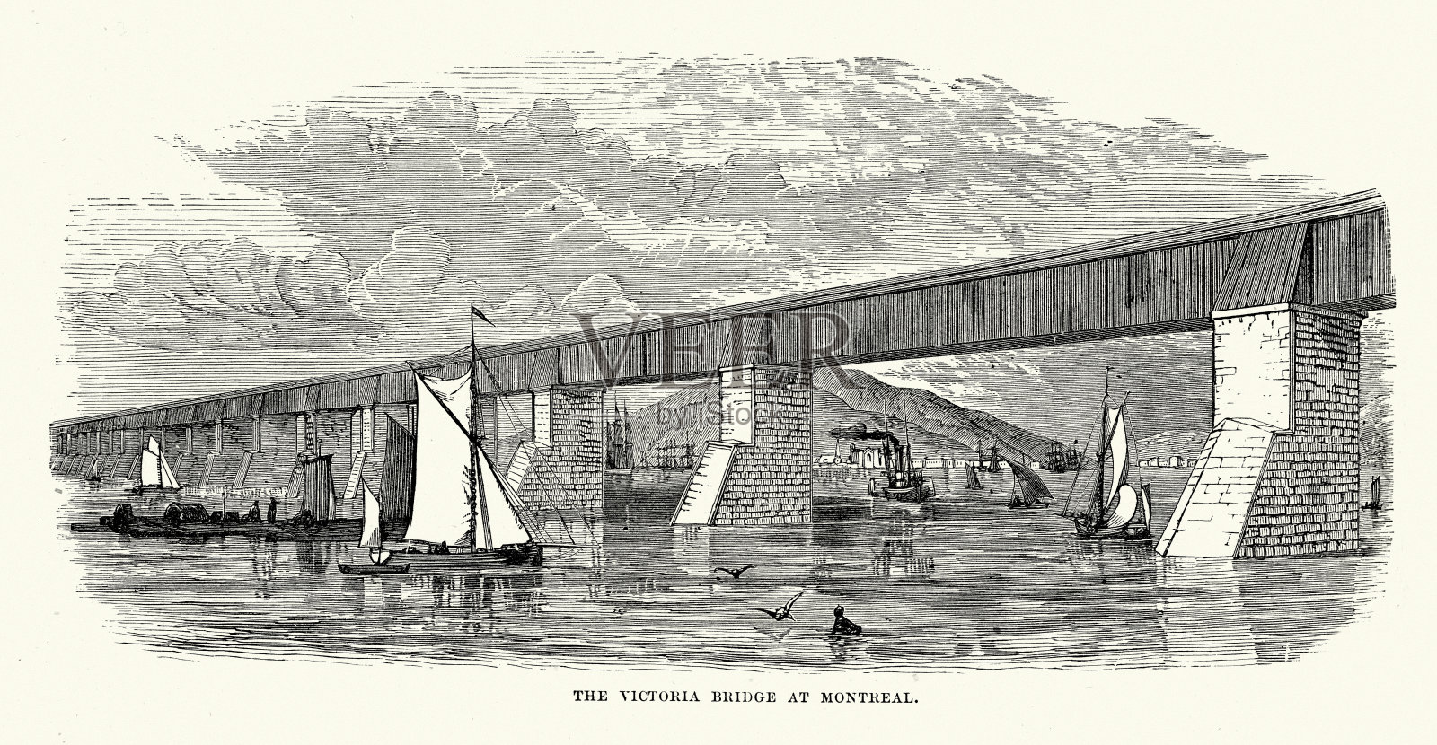 维多利亚桥(蒙特利尔)插画图片素材