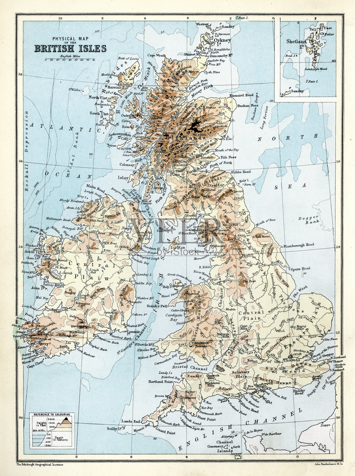 不列颠群岛的古老地图插画图片素材