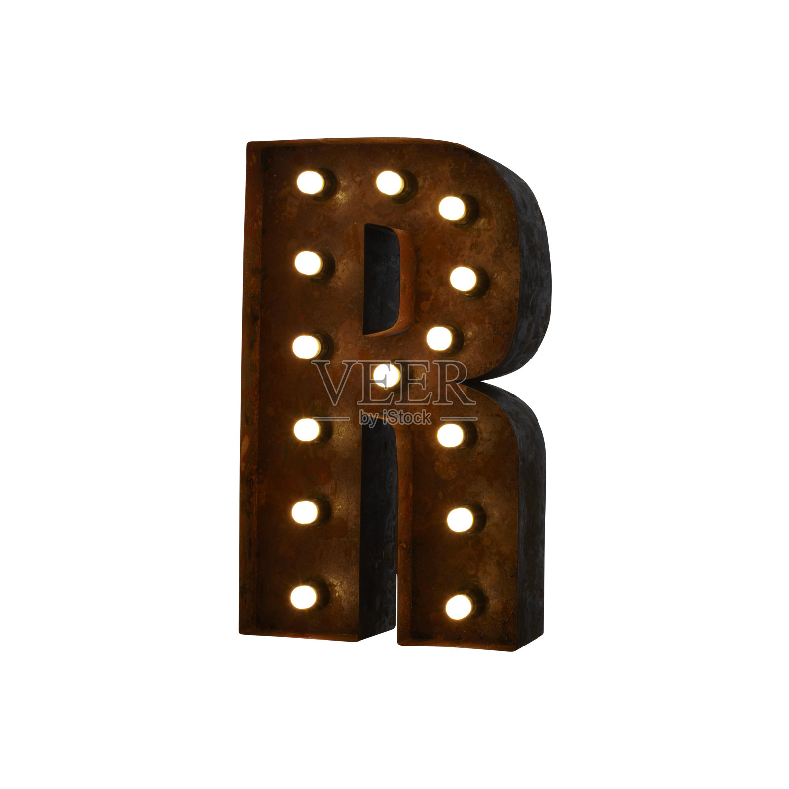 生锈的大写字母灯R照片摄影图片