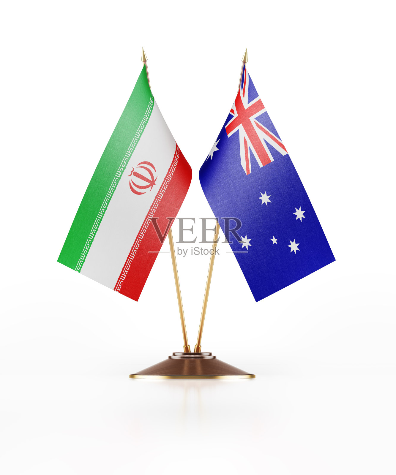 伊朗和澳大利亚的微型国旗照片摄影图片